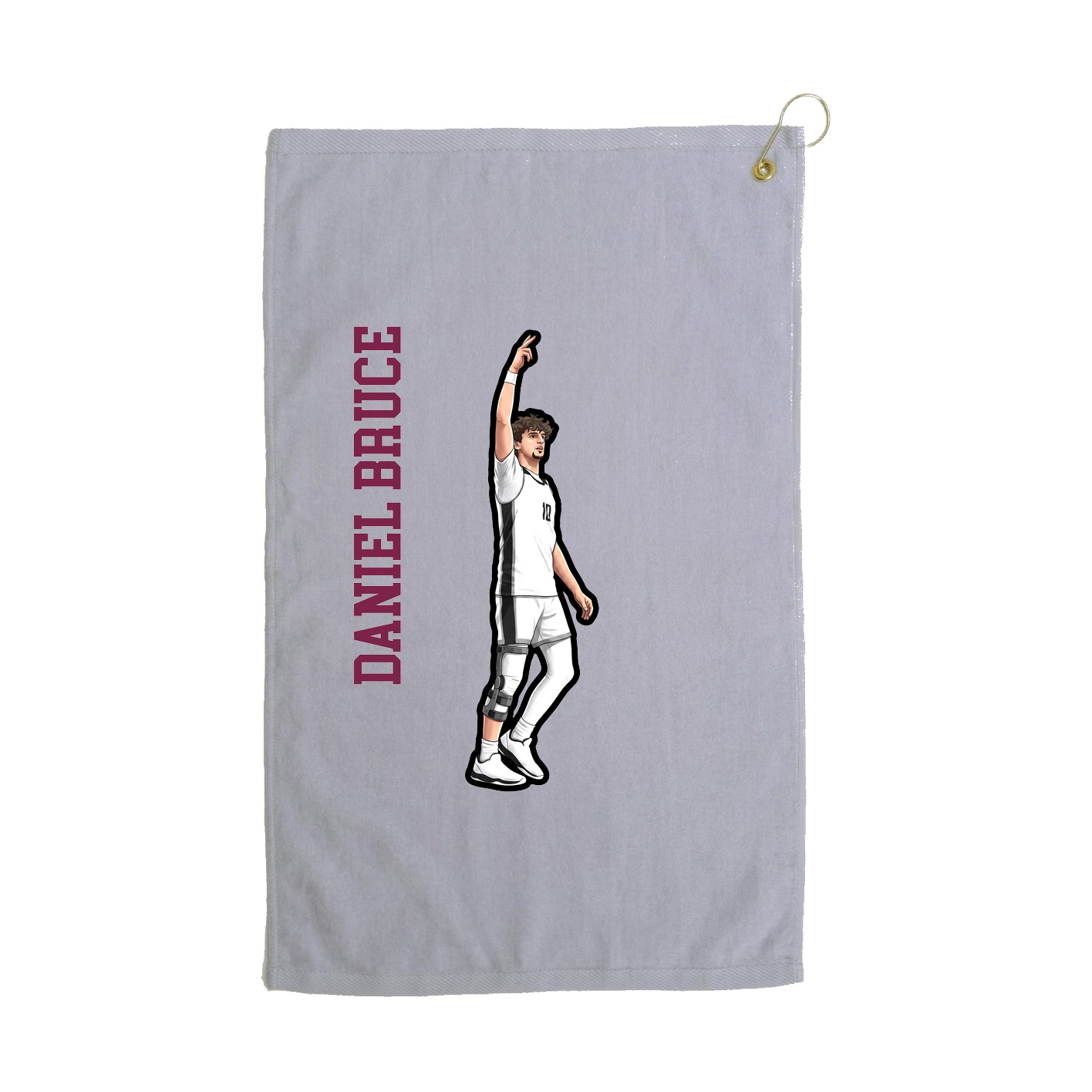 Golf Towel — Name Vertical in Grey