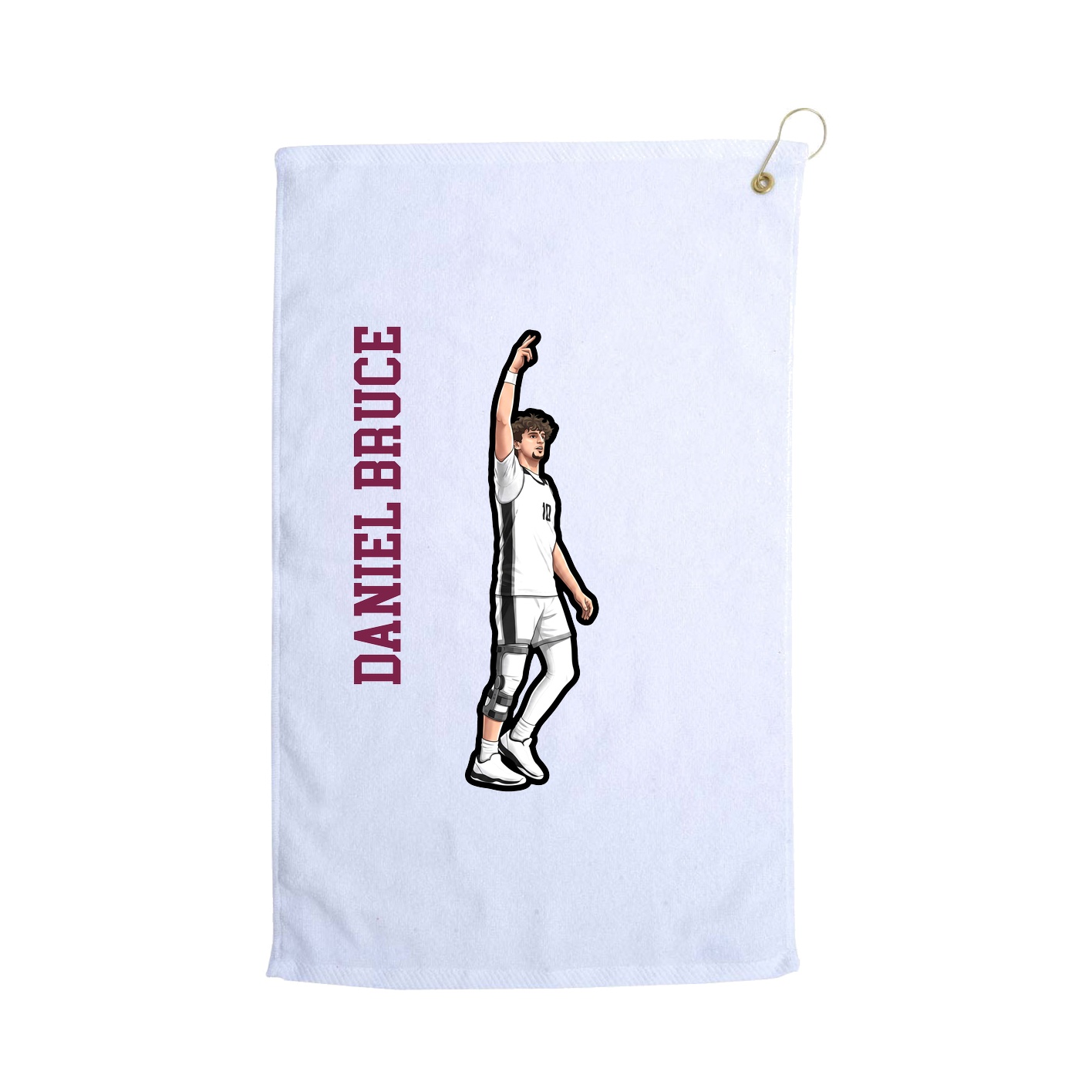 Golf Towel — Name Vertical in White