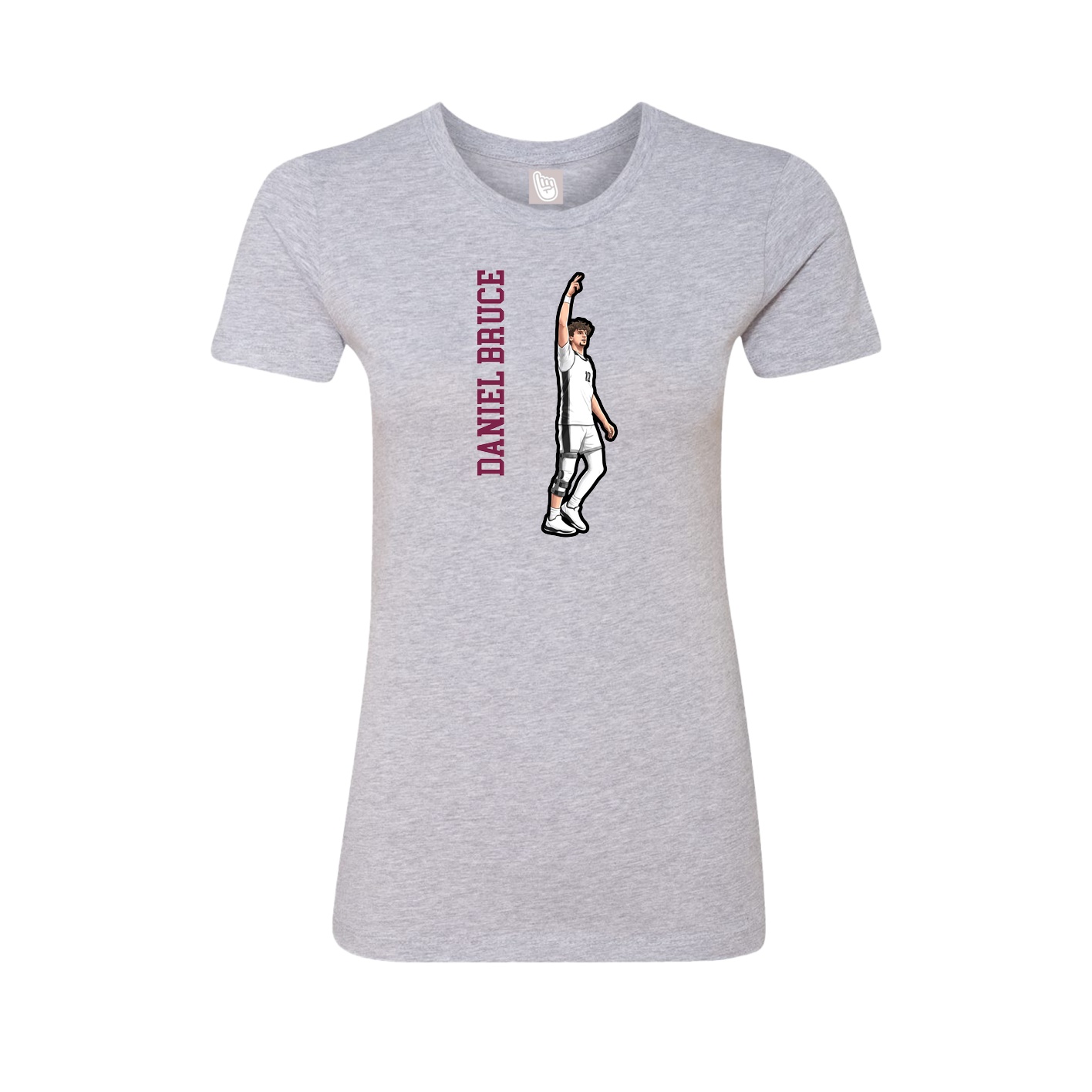 Fitted Women's Tee — Name Vertical in Grey