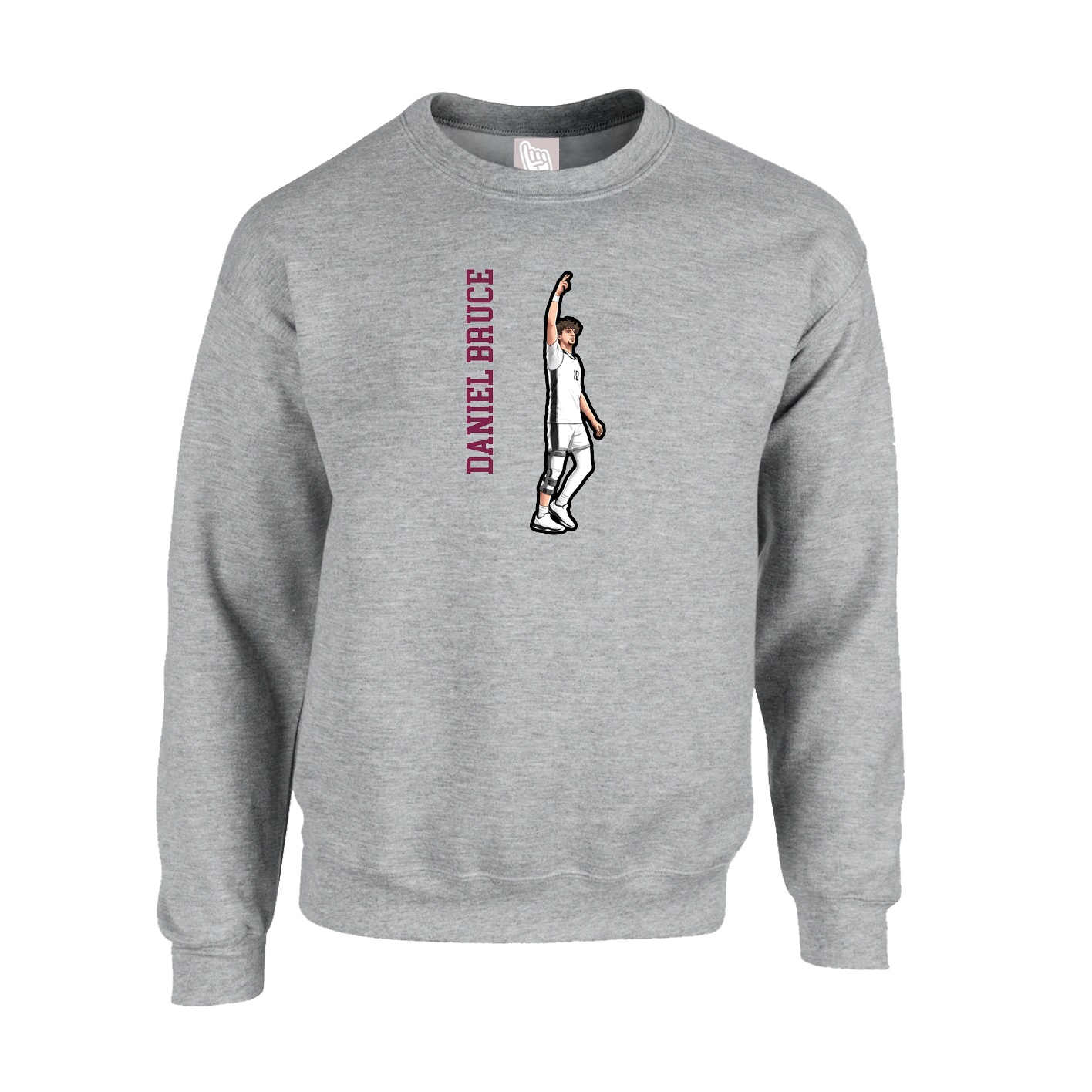 Fleece Crew — Name Vertical in Grey