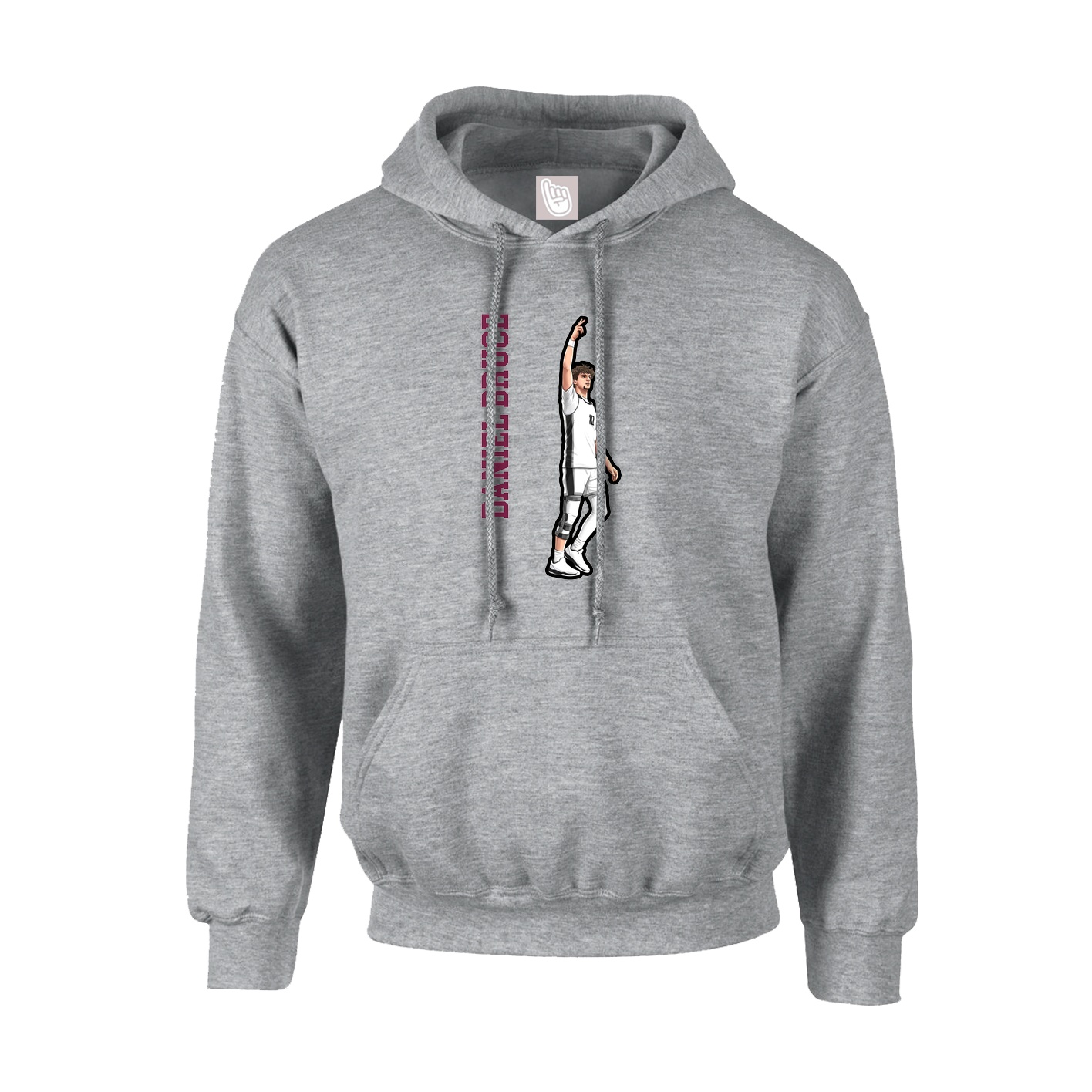 Youth Hoodie — Name Vertical in Grey