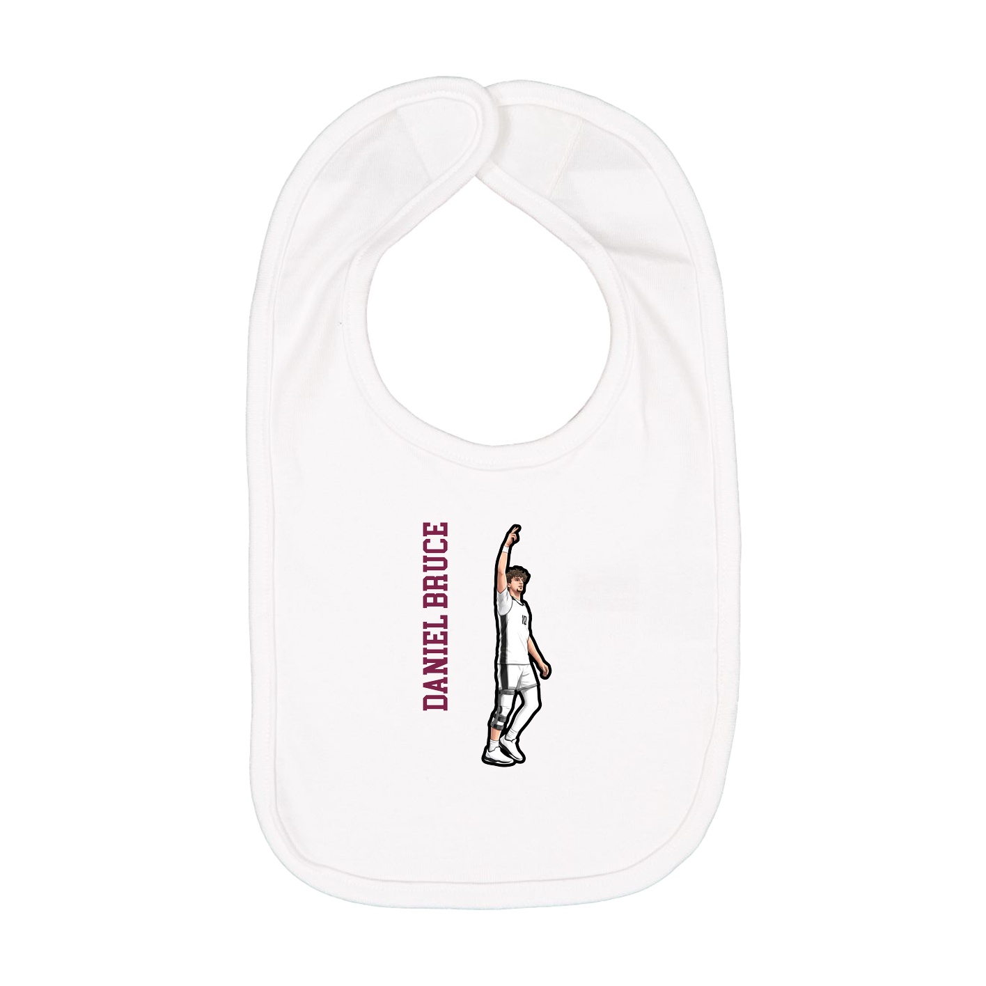 Infant Bib — Name Vertical in White