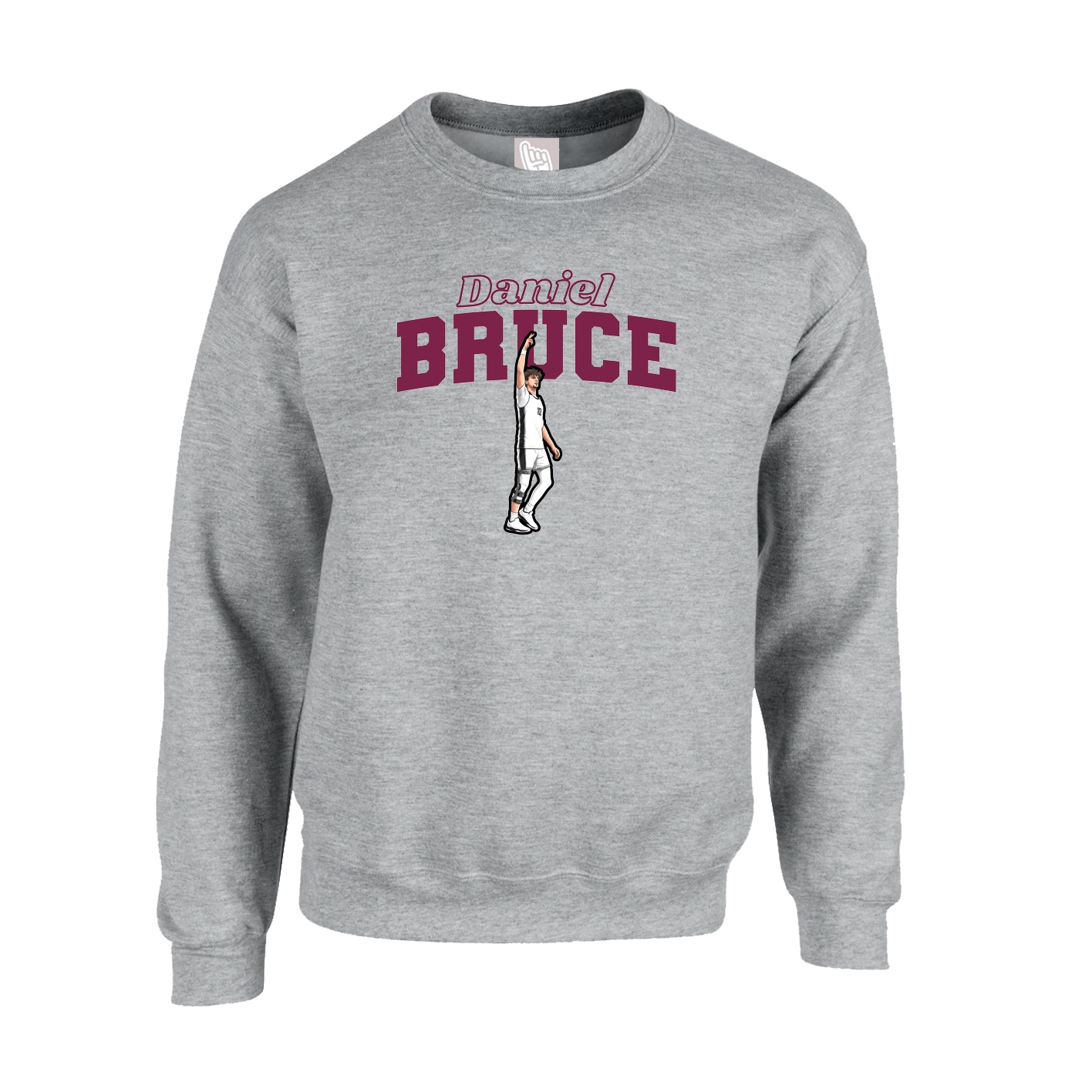 Fleece Crew — Name Arch in Grey