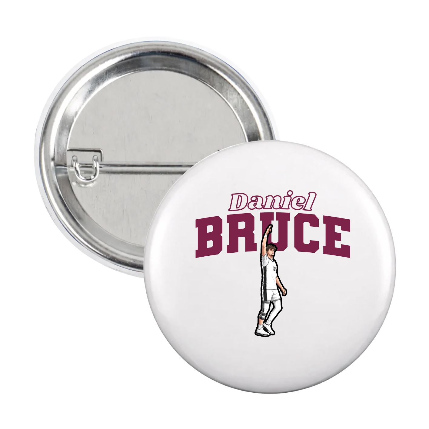 Game Day Button — Name Arch in White