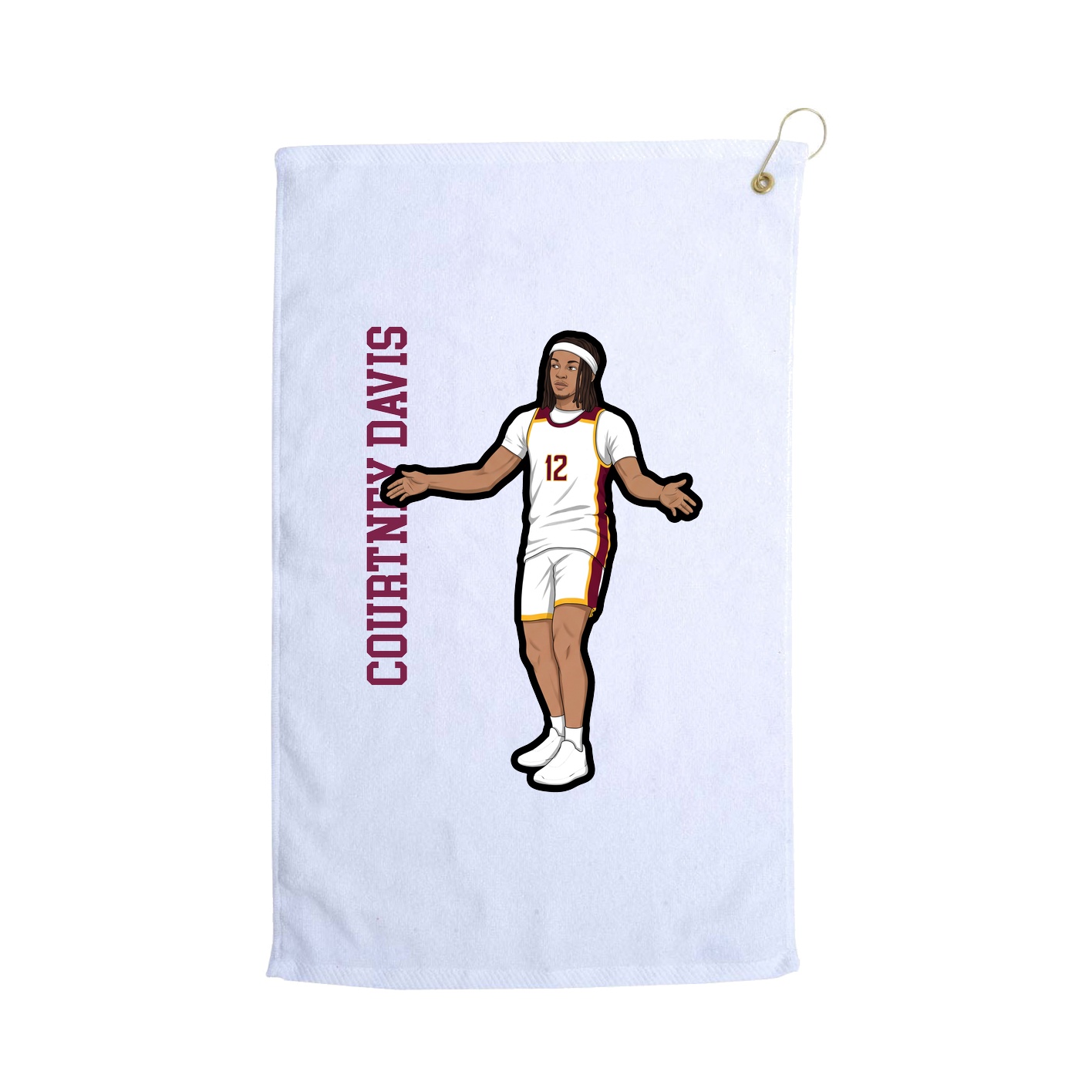 Golf Towel — Name Vertical in White