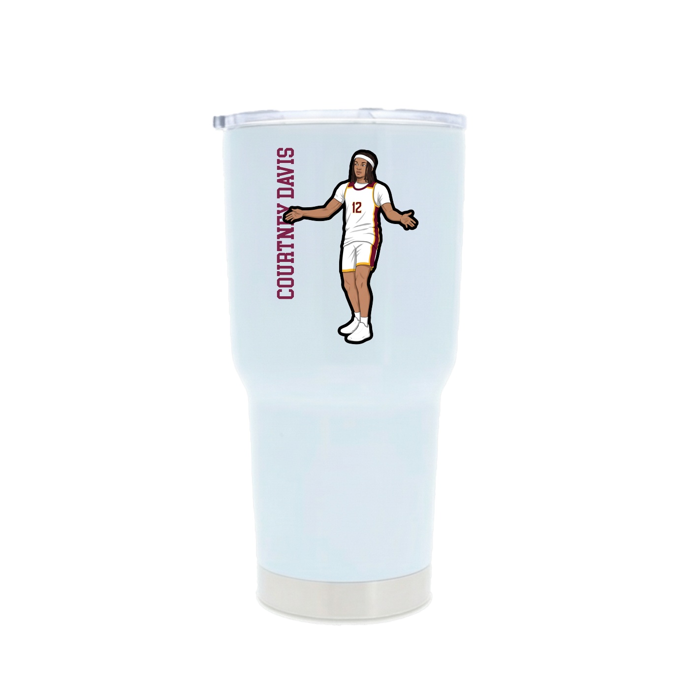 30oz Stainless Steel Tumbler — Name Vertical in White