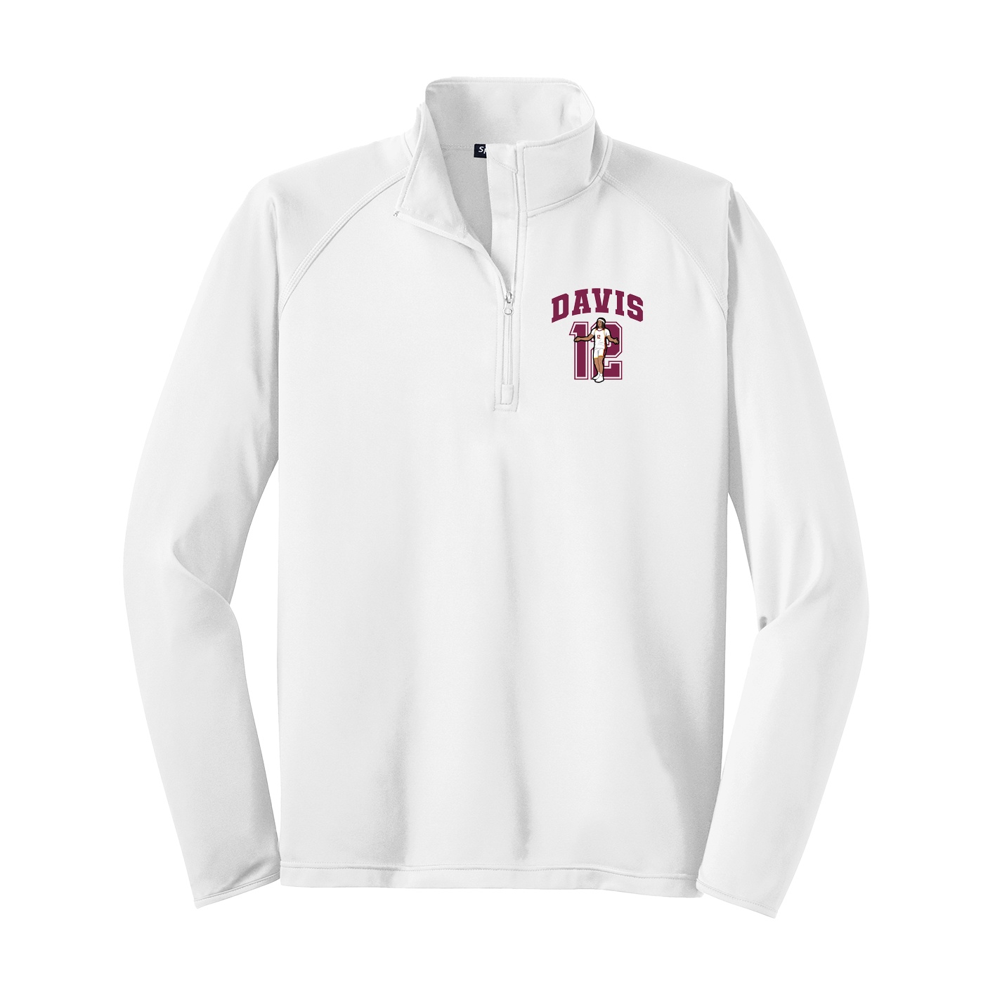 Q-Zip Pullover — Number in White