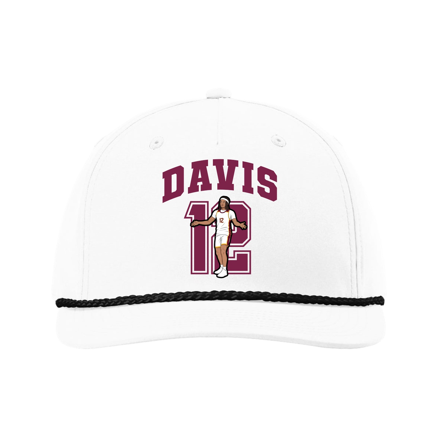 Five-Panel Classic Rope Cap — Number in White