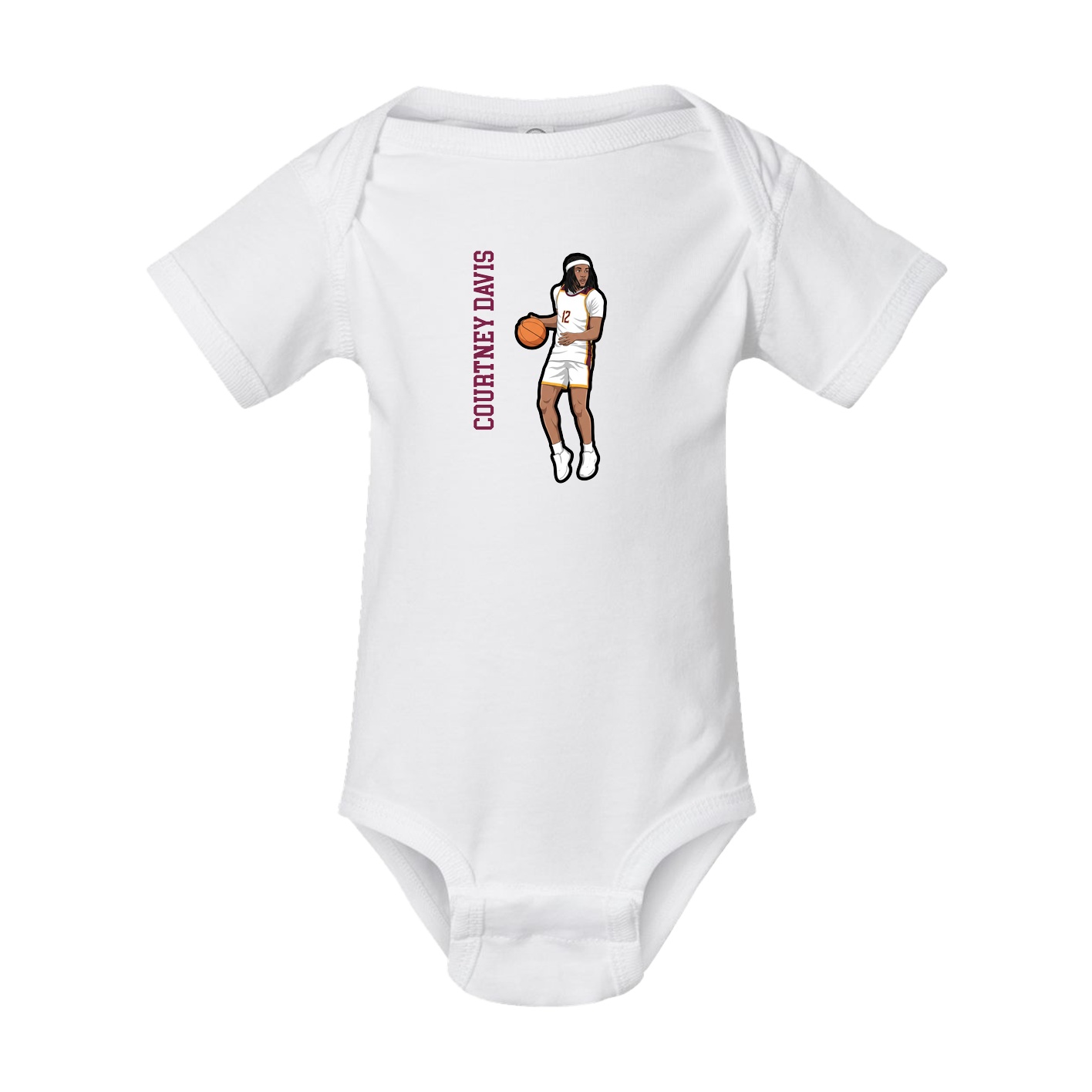 Baby Onesie — Name Vertical in White