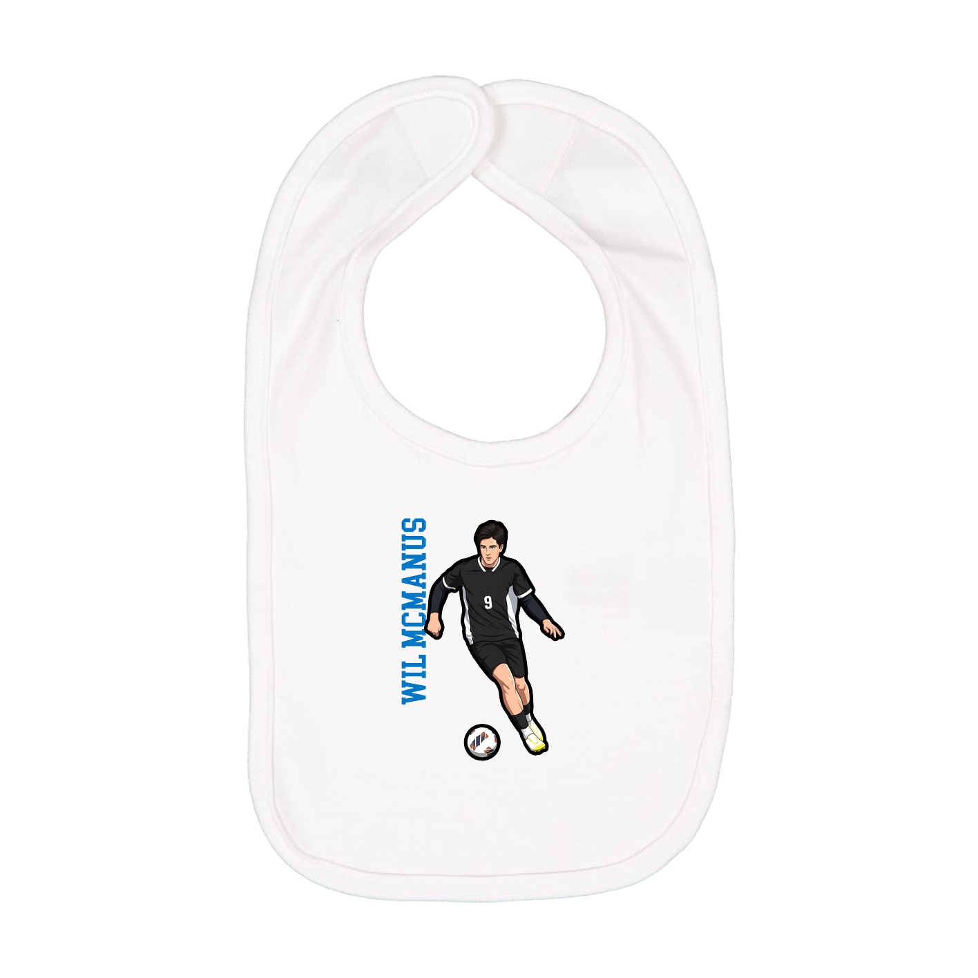 Infant Bib — Name Vertical in White