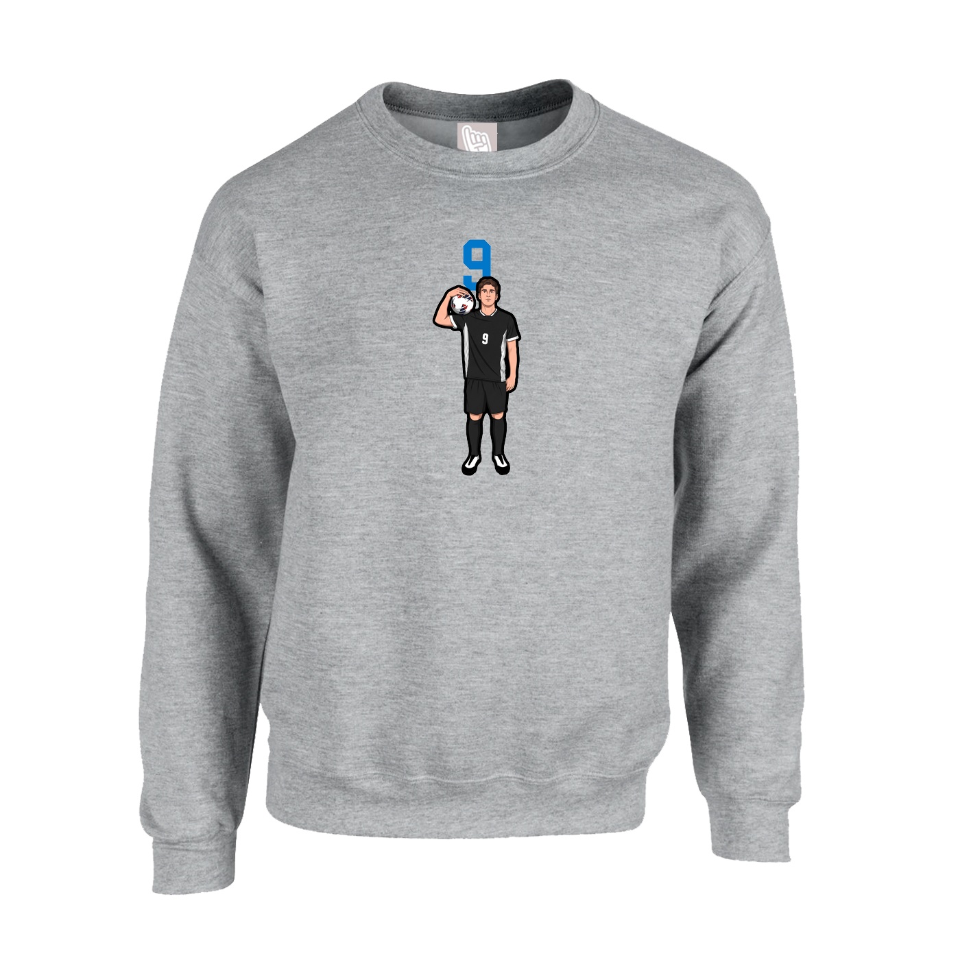 Fleece Crew — Number Top in Grey