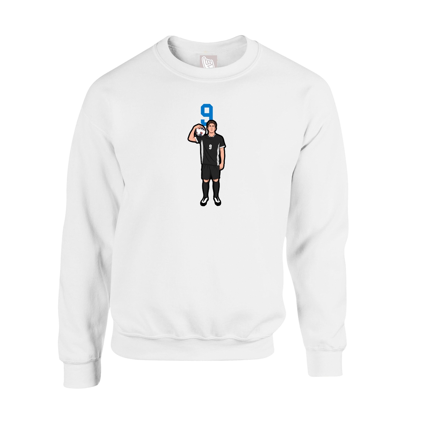 Fleece Crew — Number Top in White