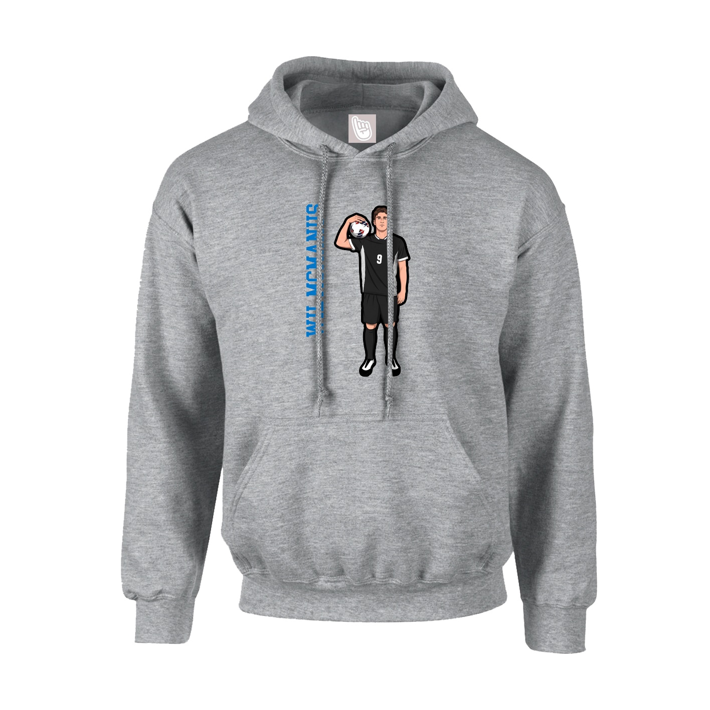 Hoodie — Name Vertical in Grey