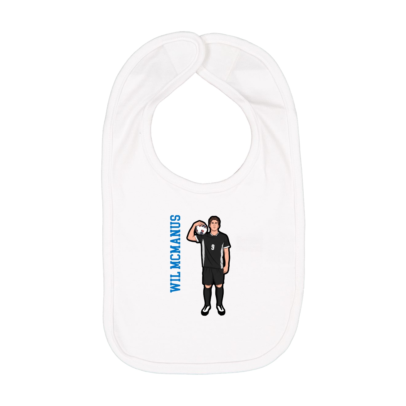 Infant Bib — Name Vertical in White