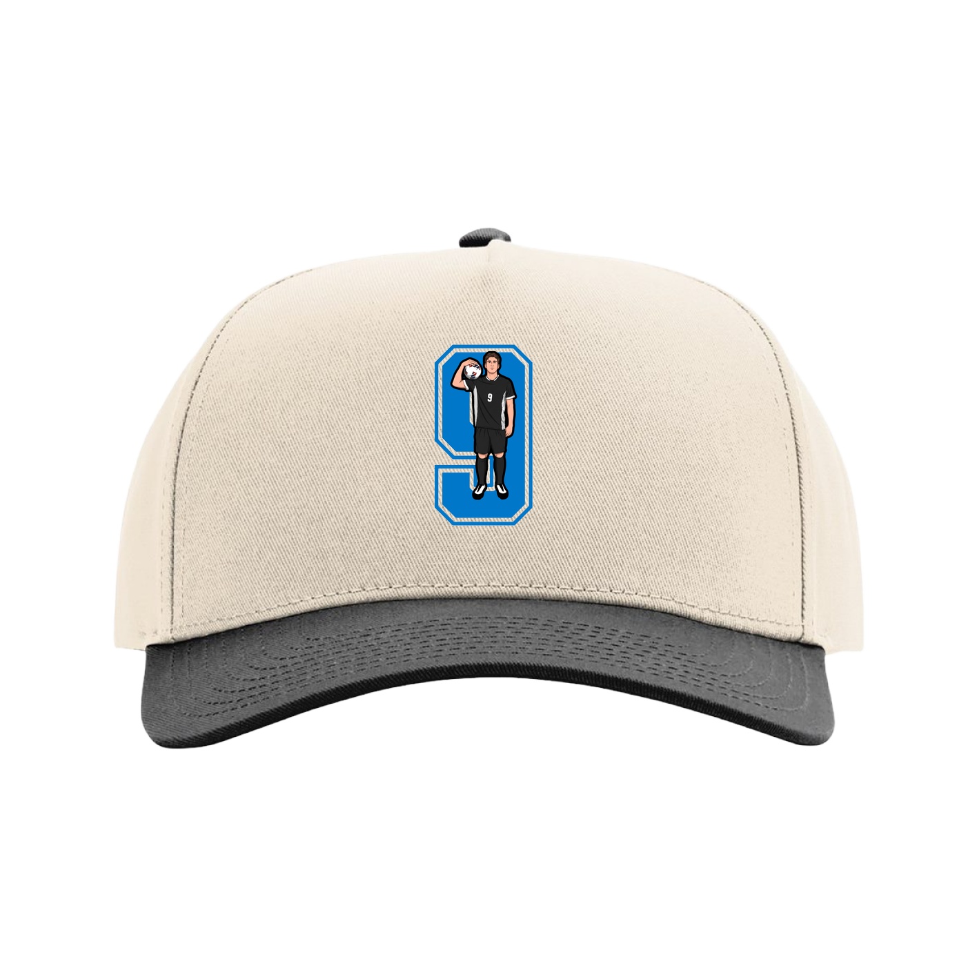 Full Fabric Five-Panel Champ Cap — Number in Cream/Black