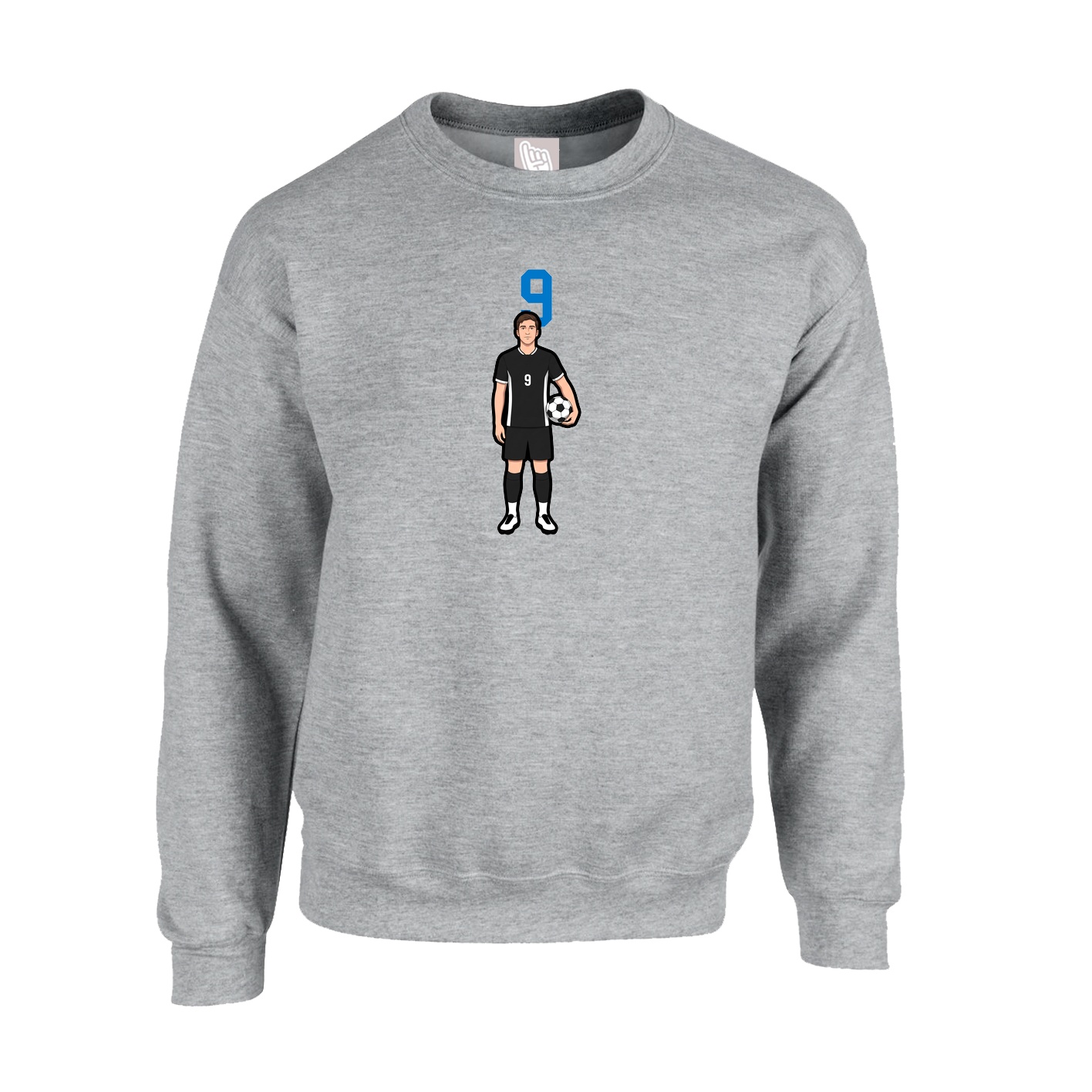 Fleece Crew — Number Top in Grey
