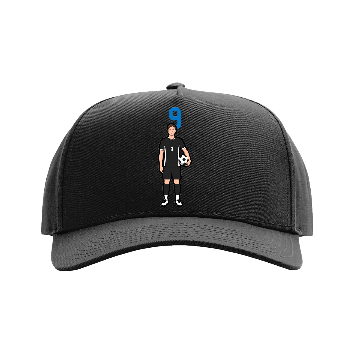 Full Fabric Five-Panel Champ Cap — Number Top in Black
