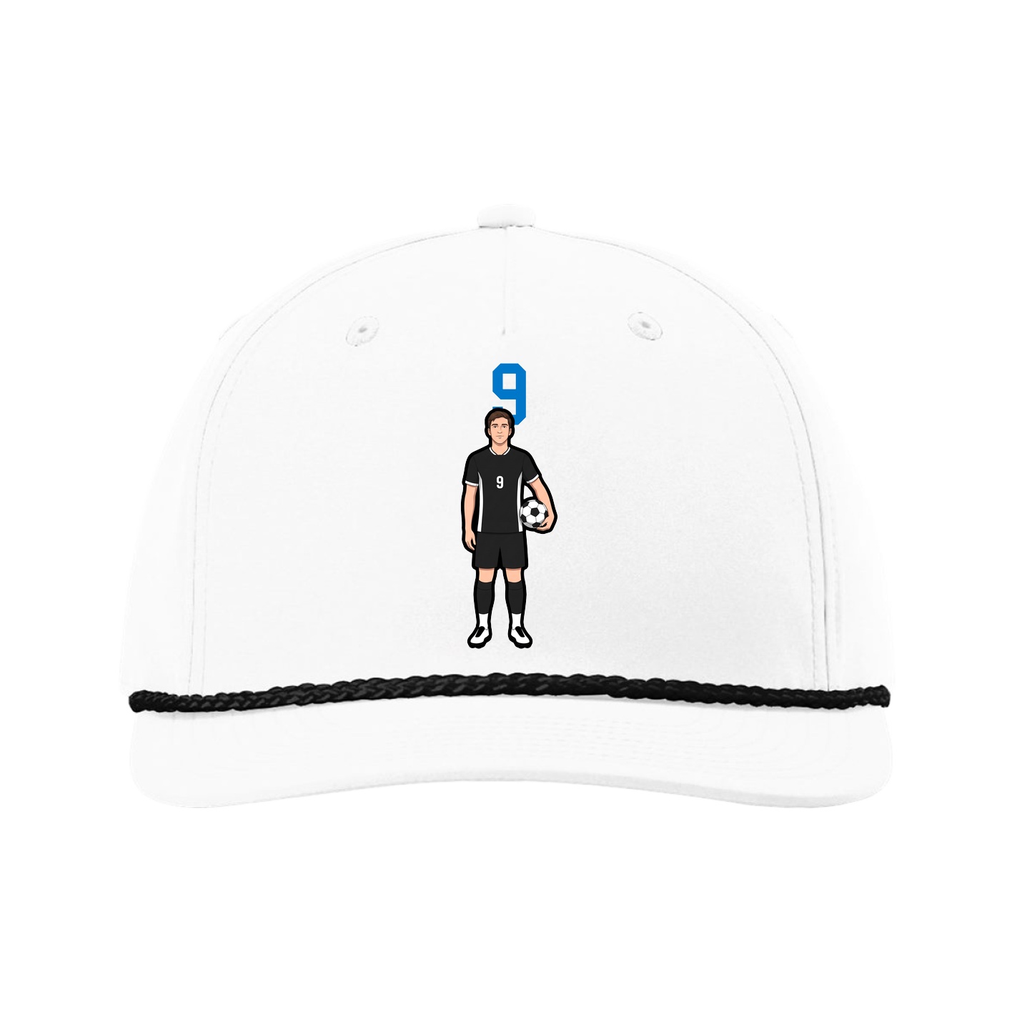 Five-Panel Classic Rope Cap — Number Top in White