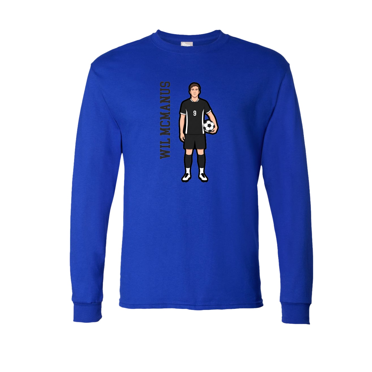 Long Sleeve Tee — Name Vertical in Royal