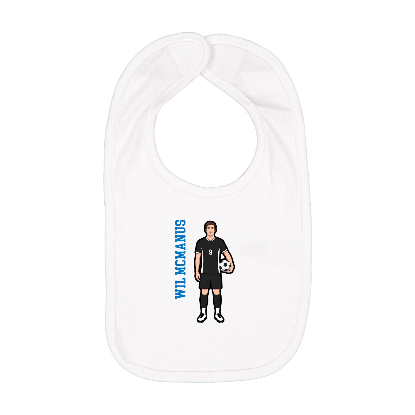 Infant Bib — Name Vertical in White