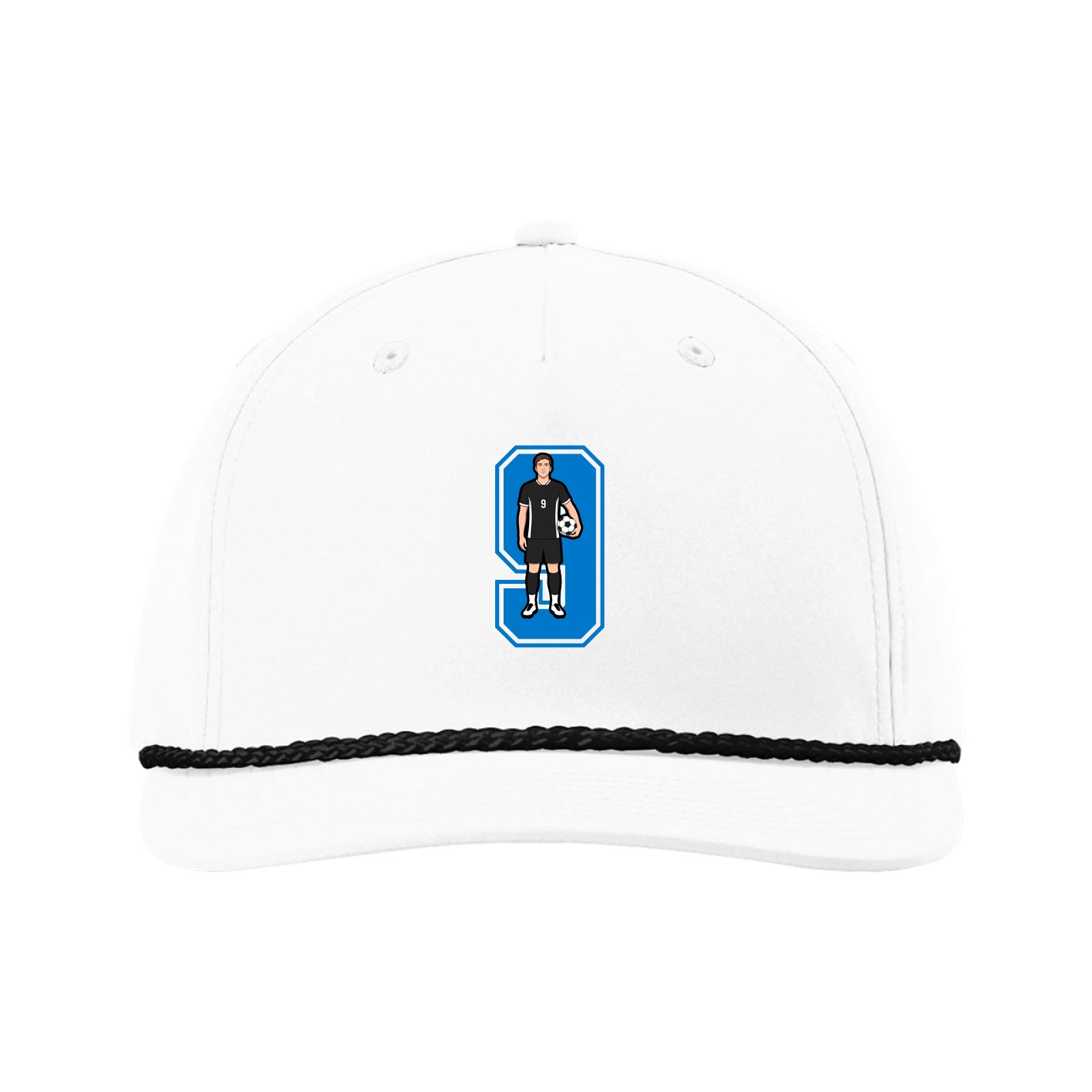Five-Panel Classic Rope Cap — Number in White
