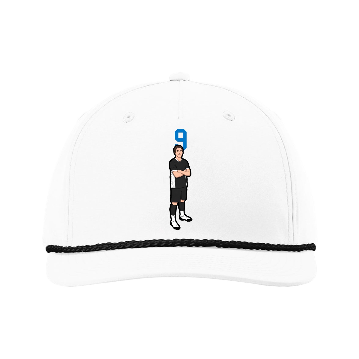 Five-Panel Classic Rope Cap — Number Top in White