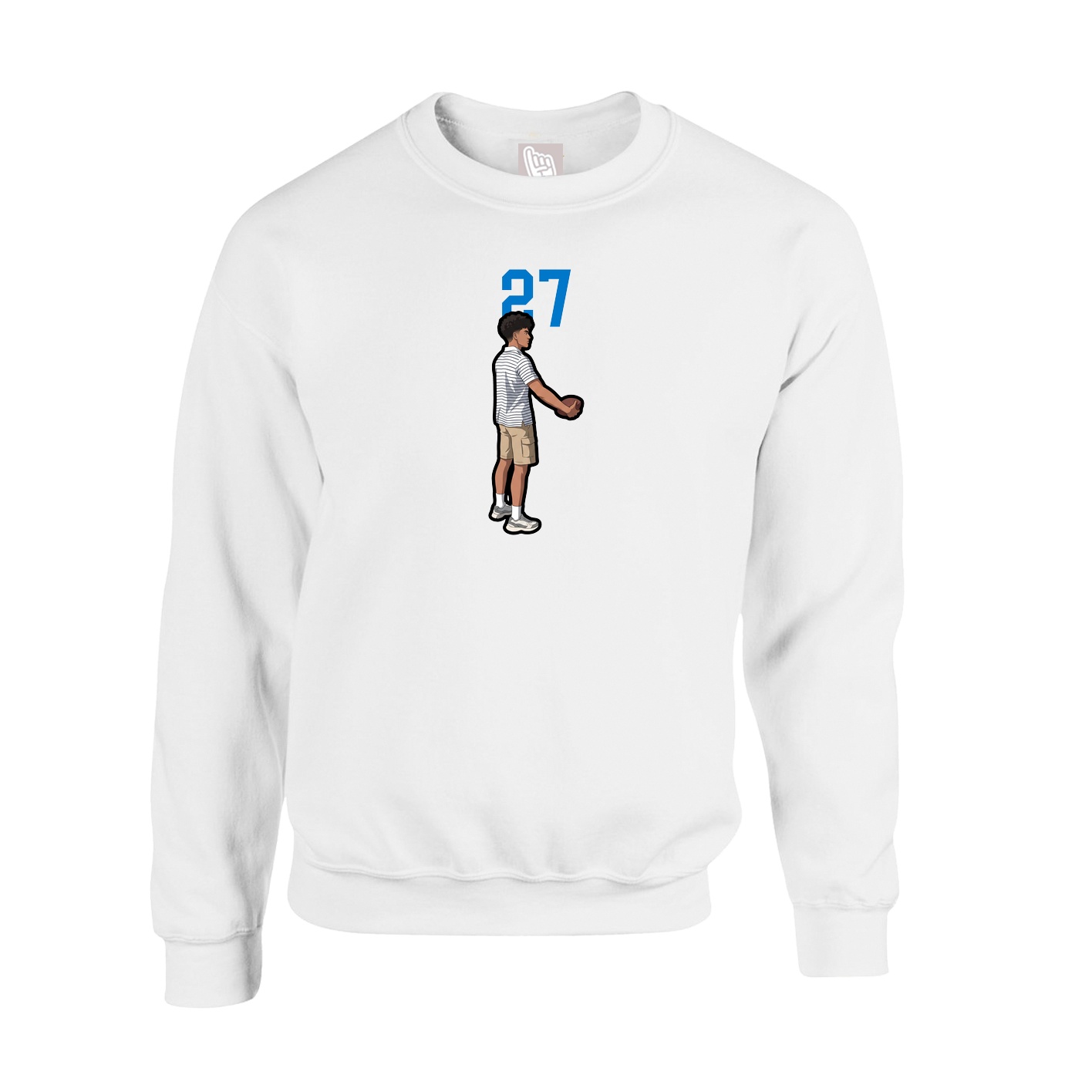 Fleece Crew — Number Top in White