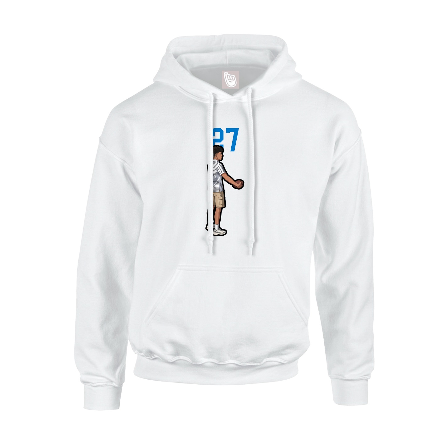 Youth Hoodie — Number Top in White