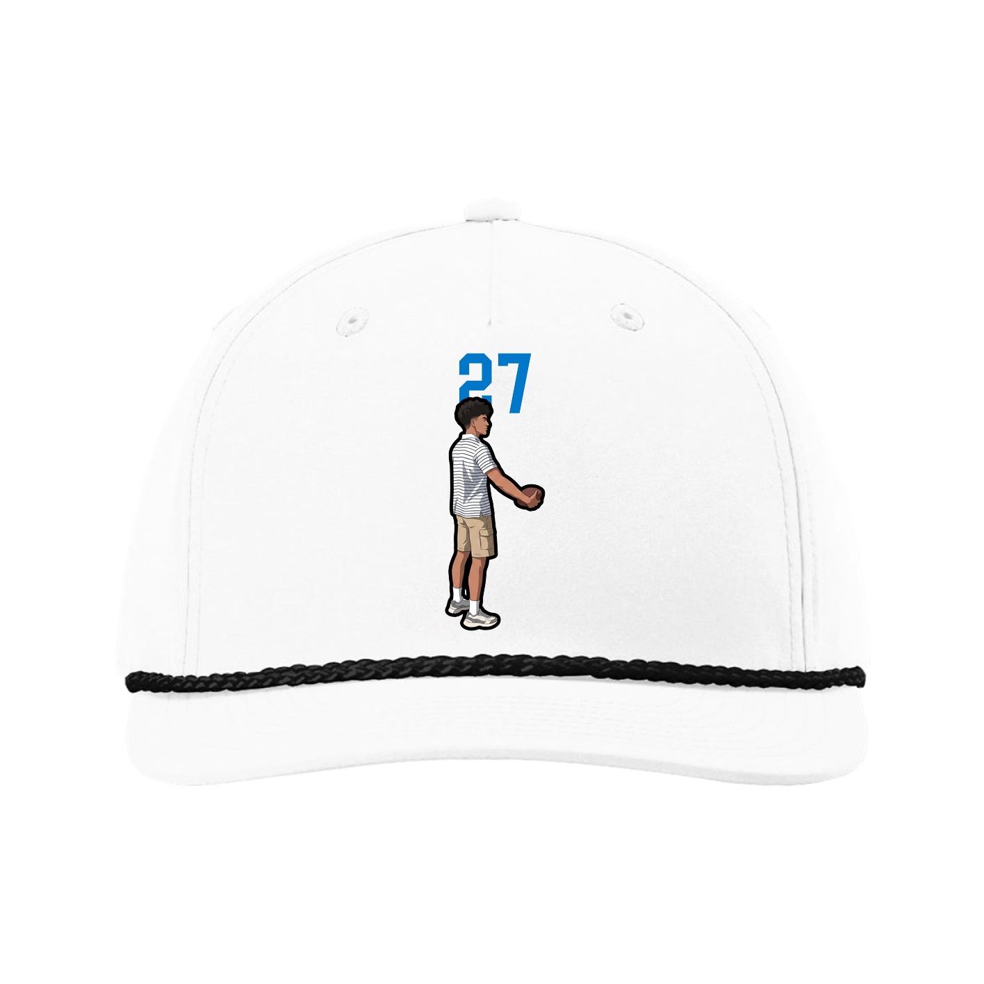 Five-Panel Classic Rope Cap — Number Top in White