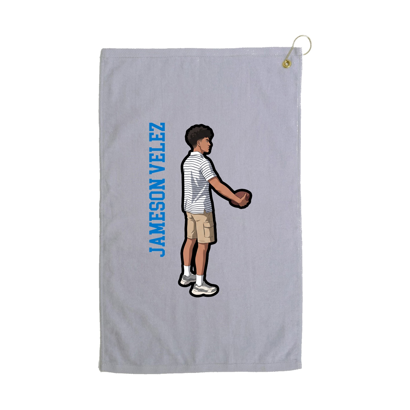 Golf Towel — Name Vertical in Grey