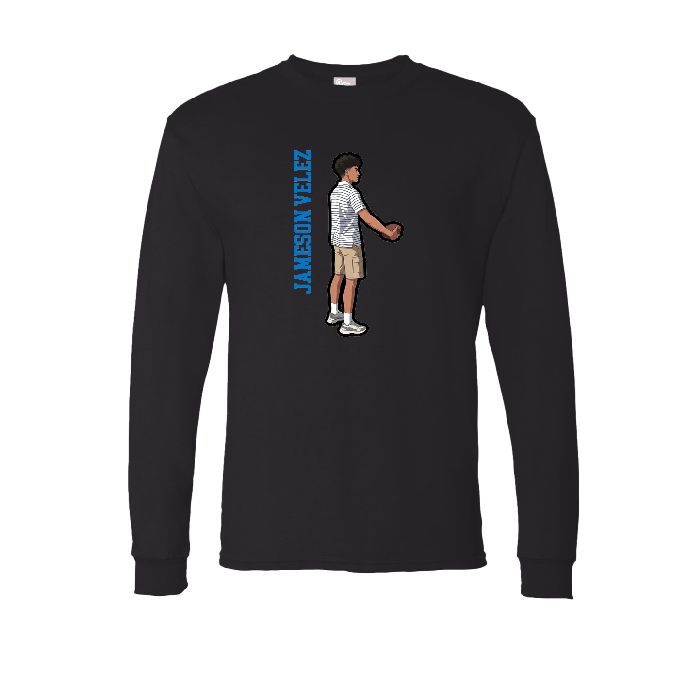 Long Sleeve Tee — Name Vertical in Black