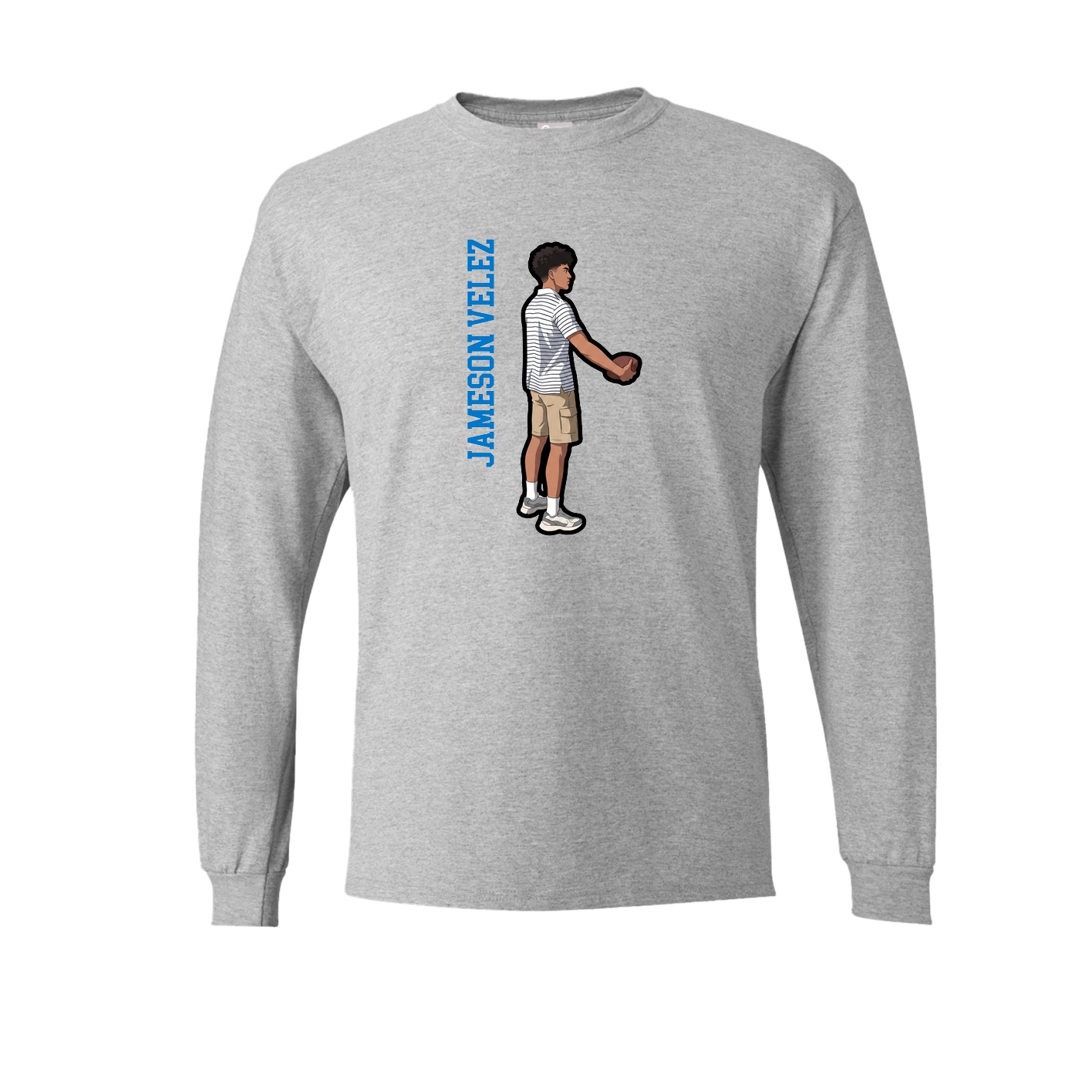 Long Sleeve Tee — Name Vertical in Grey