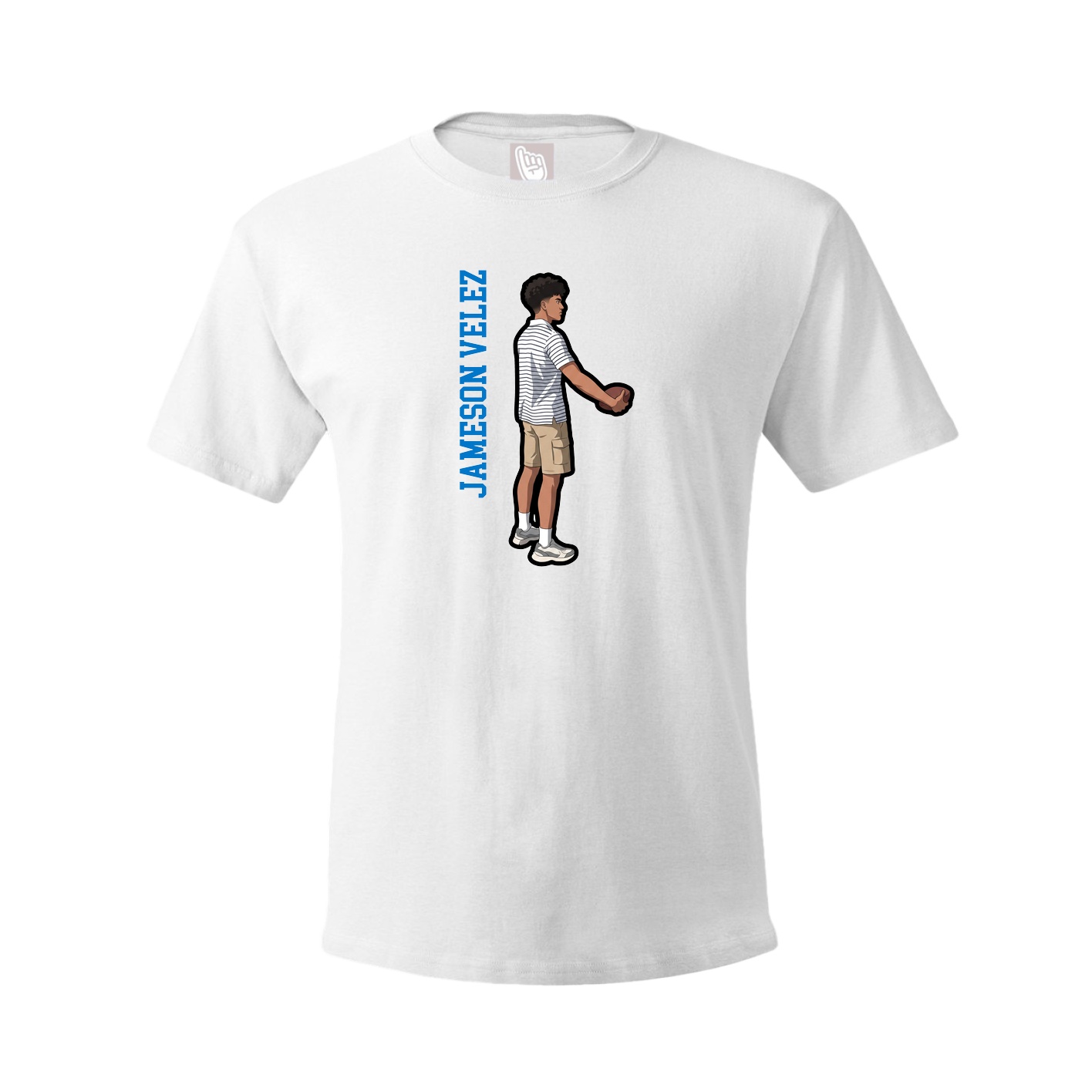 Youth Tee — Name Vertical in White