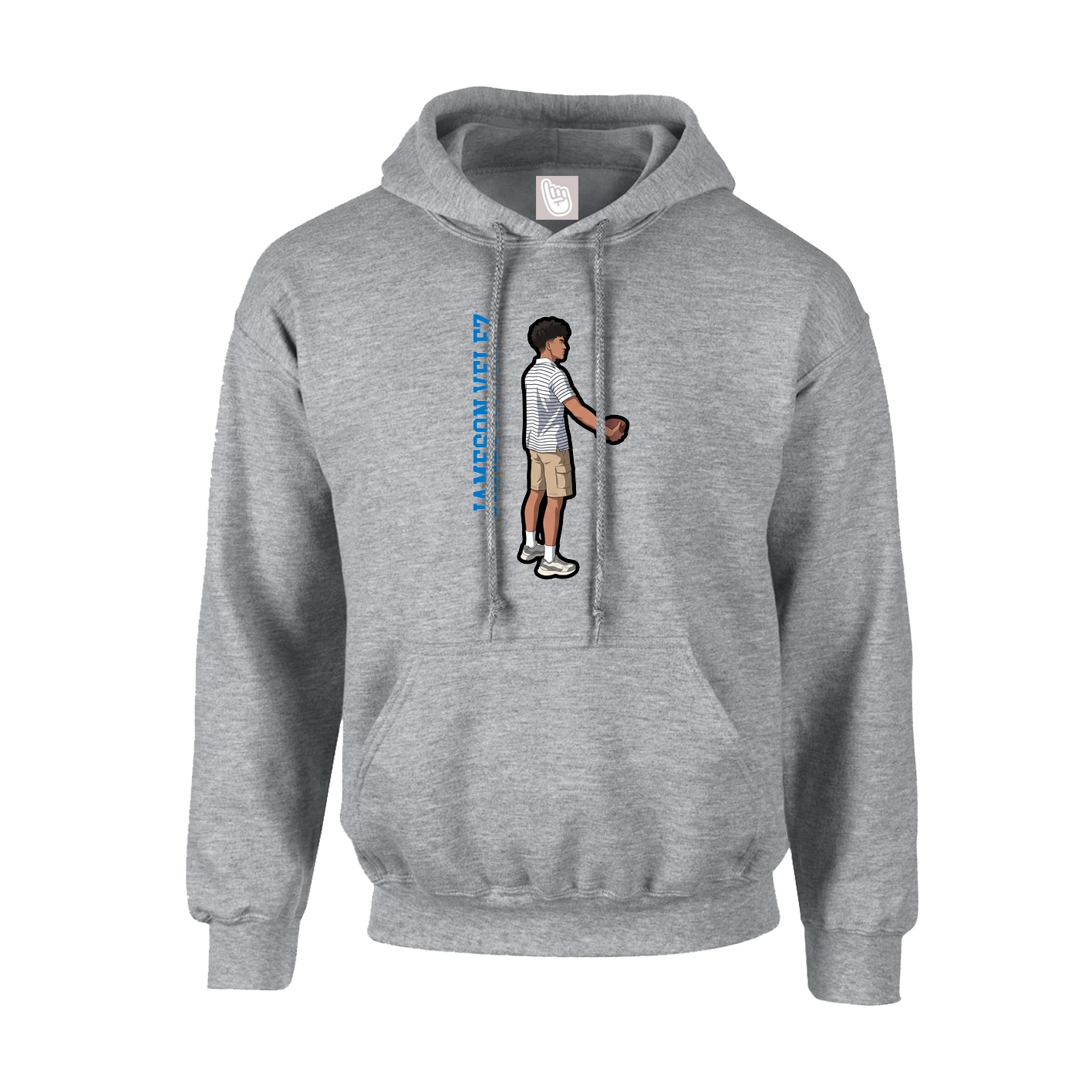 Youth Hoodie — Name Vertical in Grey