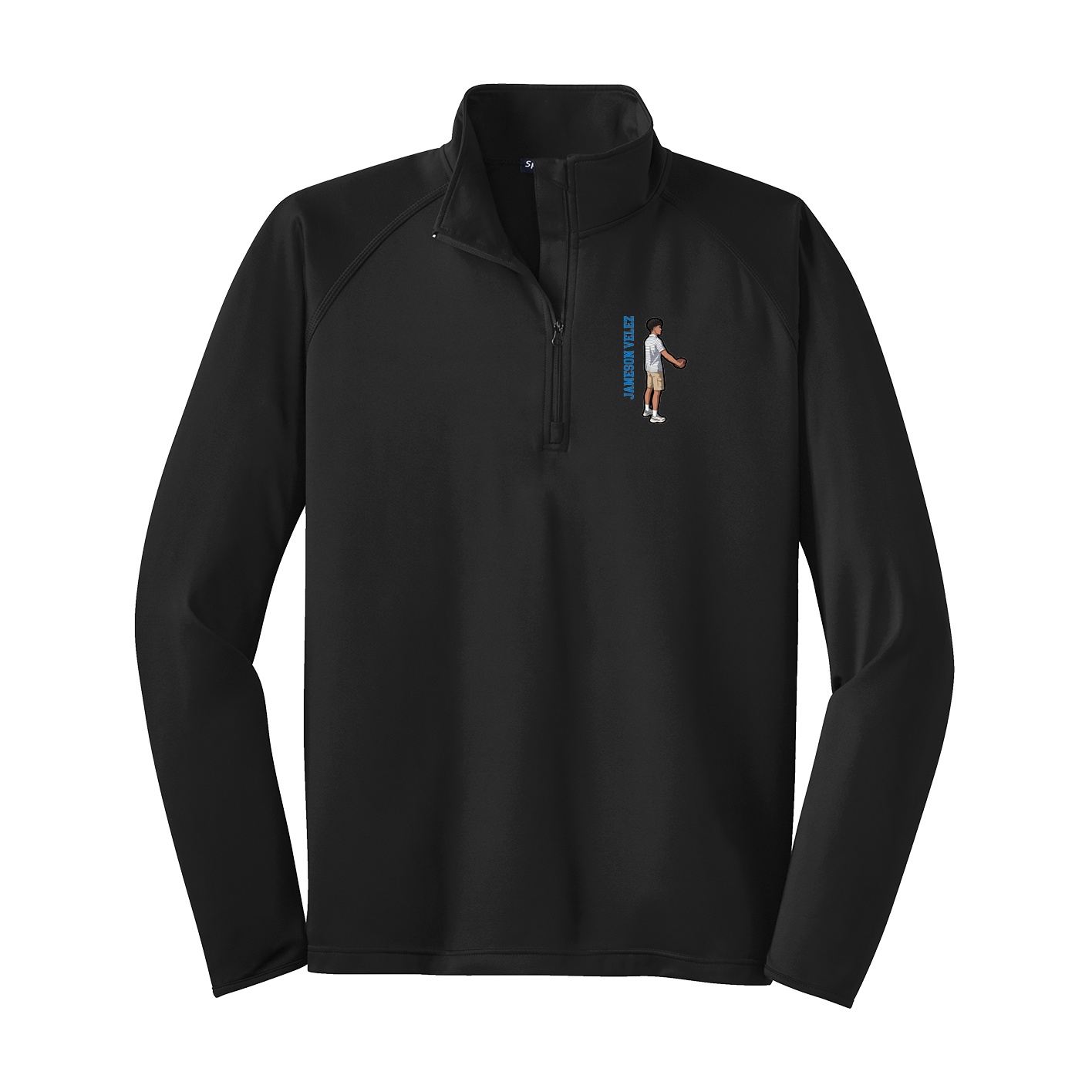 Q-Zip Pullover — Name Vertical in Black