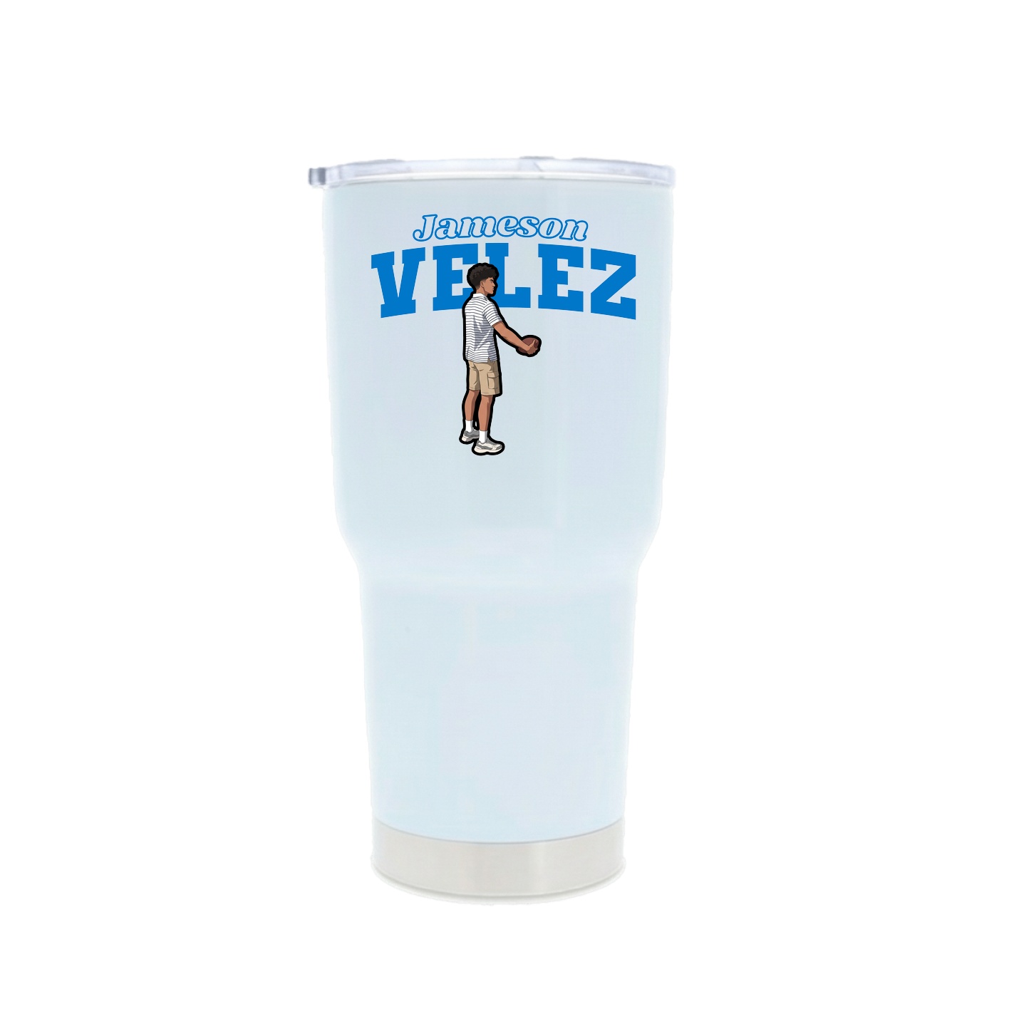 30oz Stainless Steel Tumbler — Name Arch in White