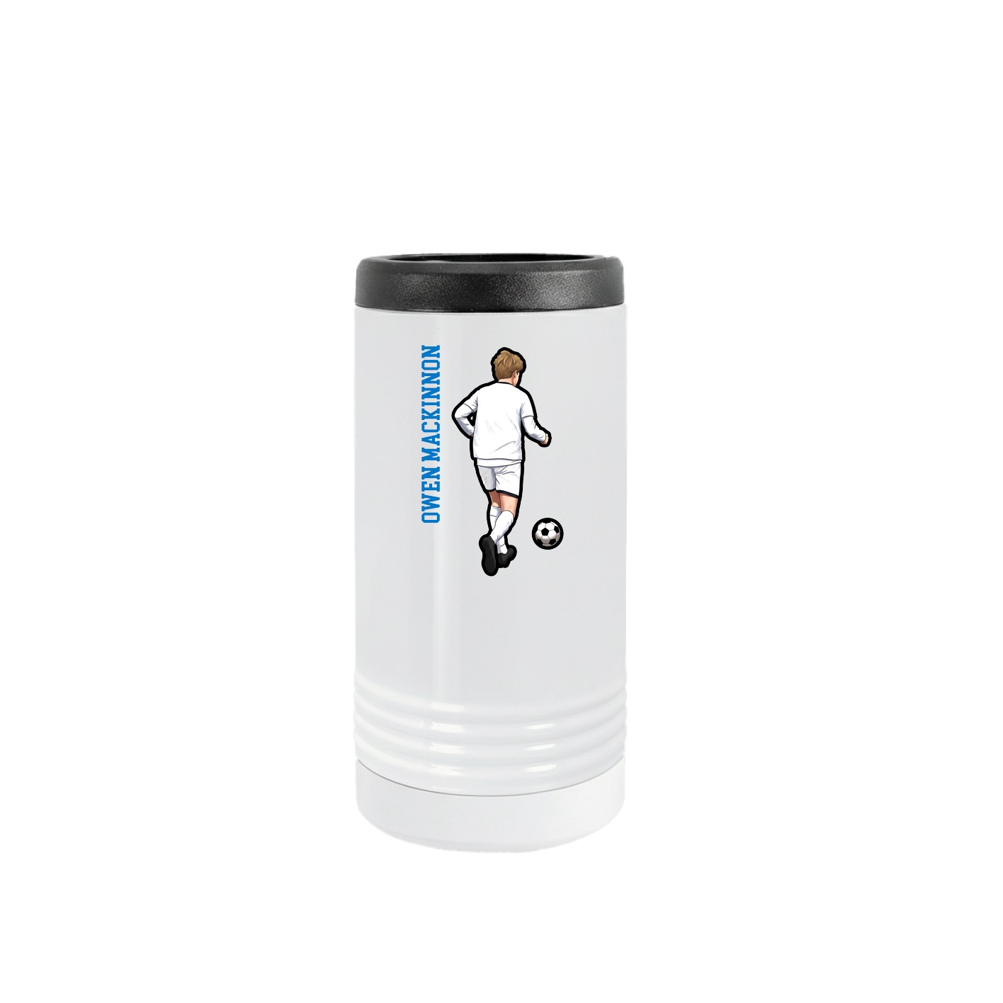 Slim Beverage Holder — Name Vertical in White