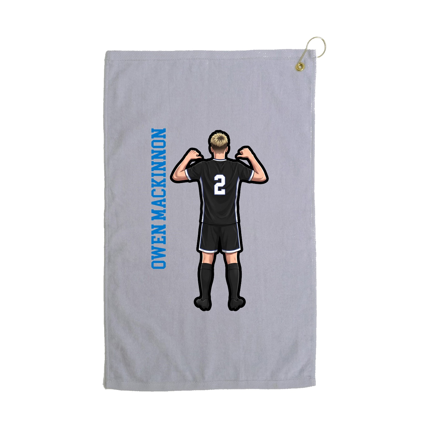Golf Towel — Name Vertical in Grey