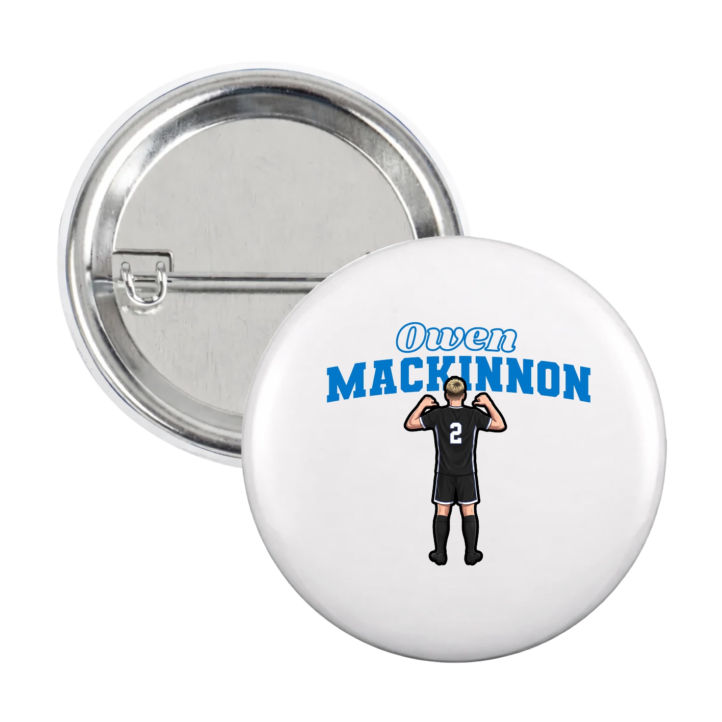 Game Day Button — Name Arch in White