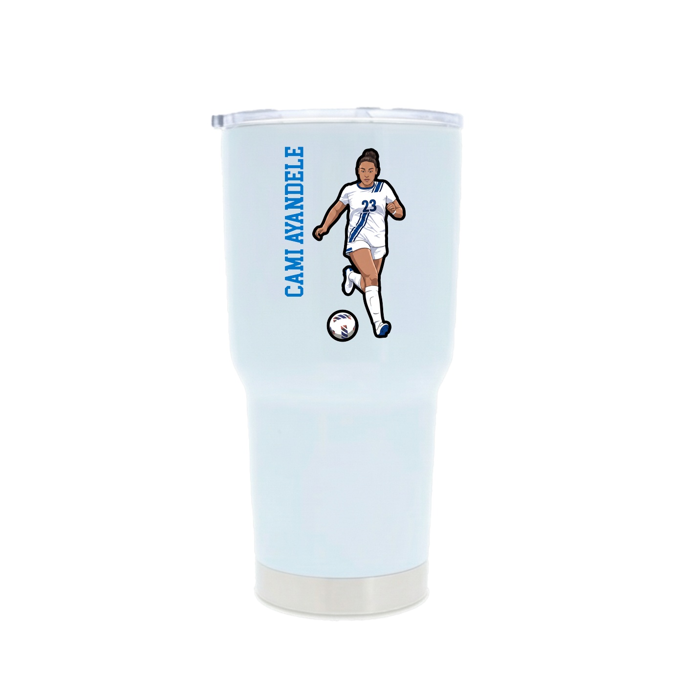 30oz Stainless Steel Tumbler — Name Vertical in White