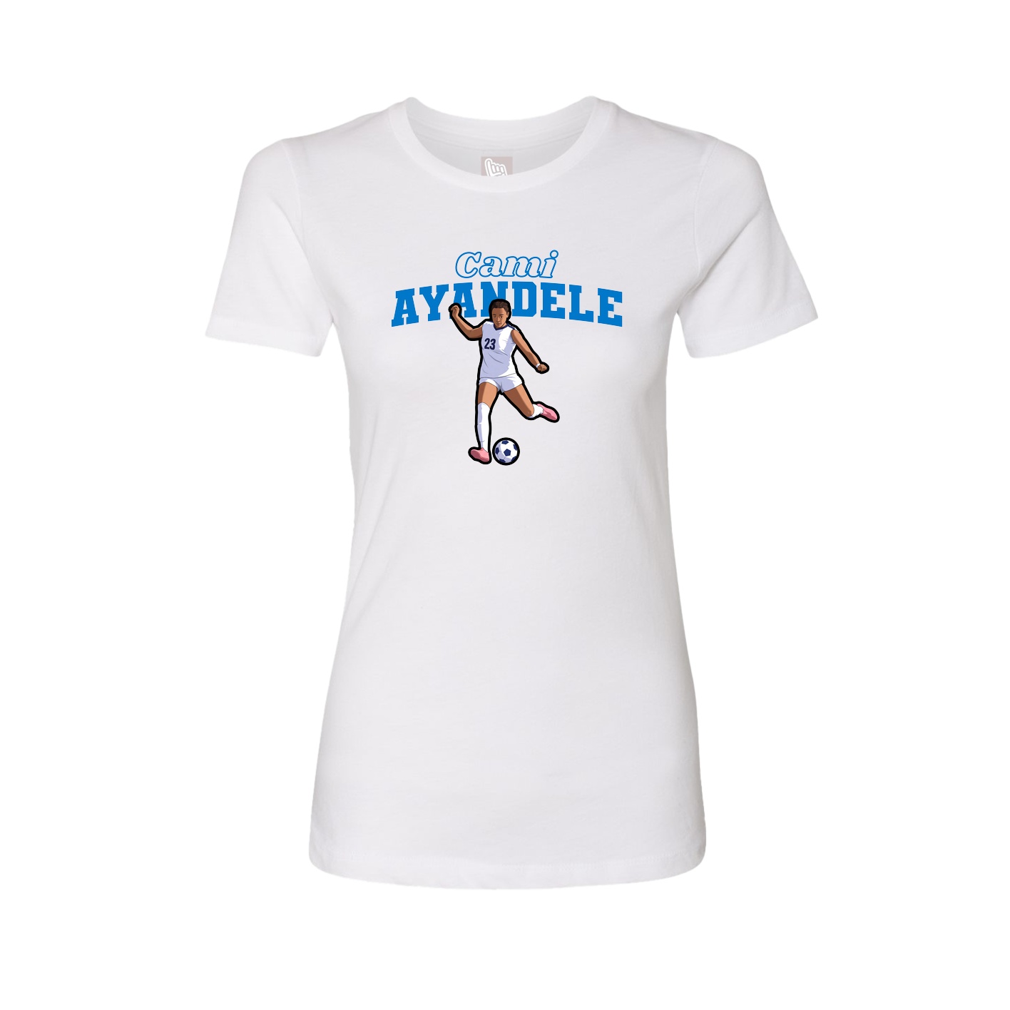Fitted Women's Tee — Name Arch in White