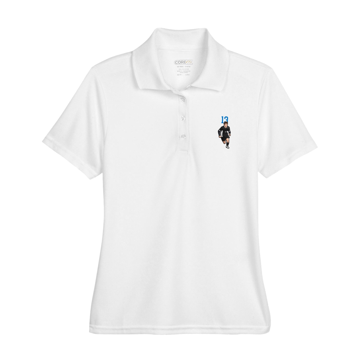 Womens Performance Polo — Number Top in White