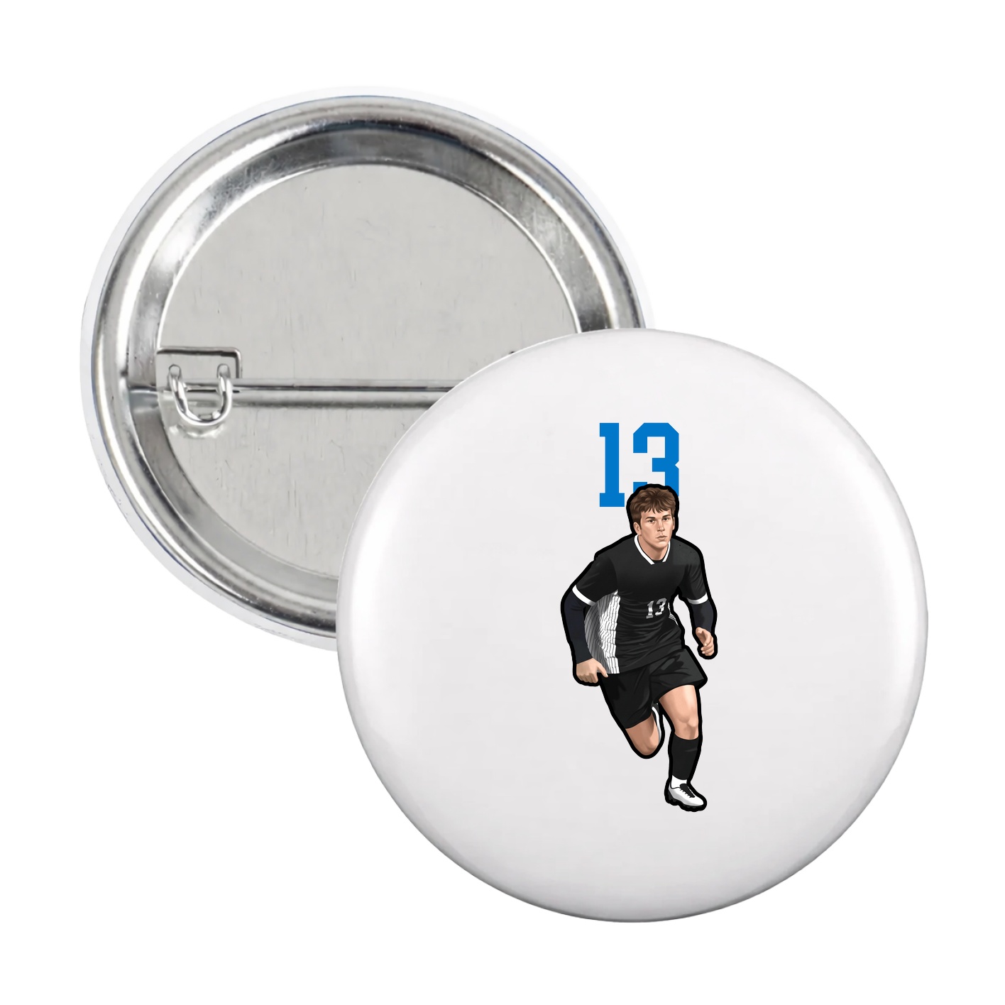 Game Day Button — Number Top in White