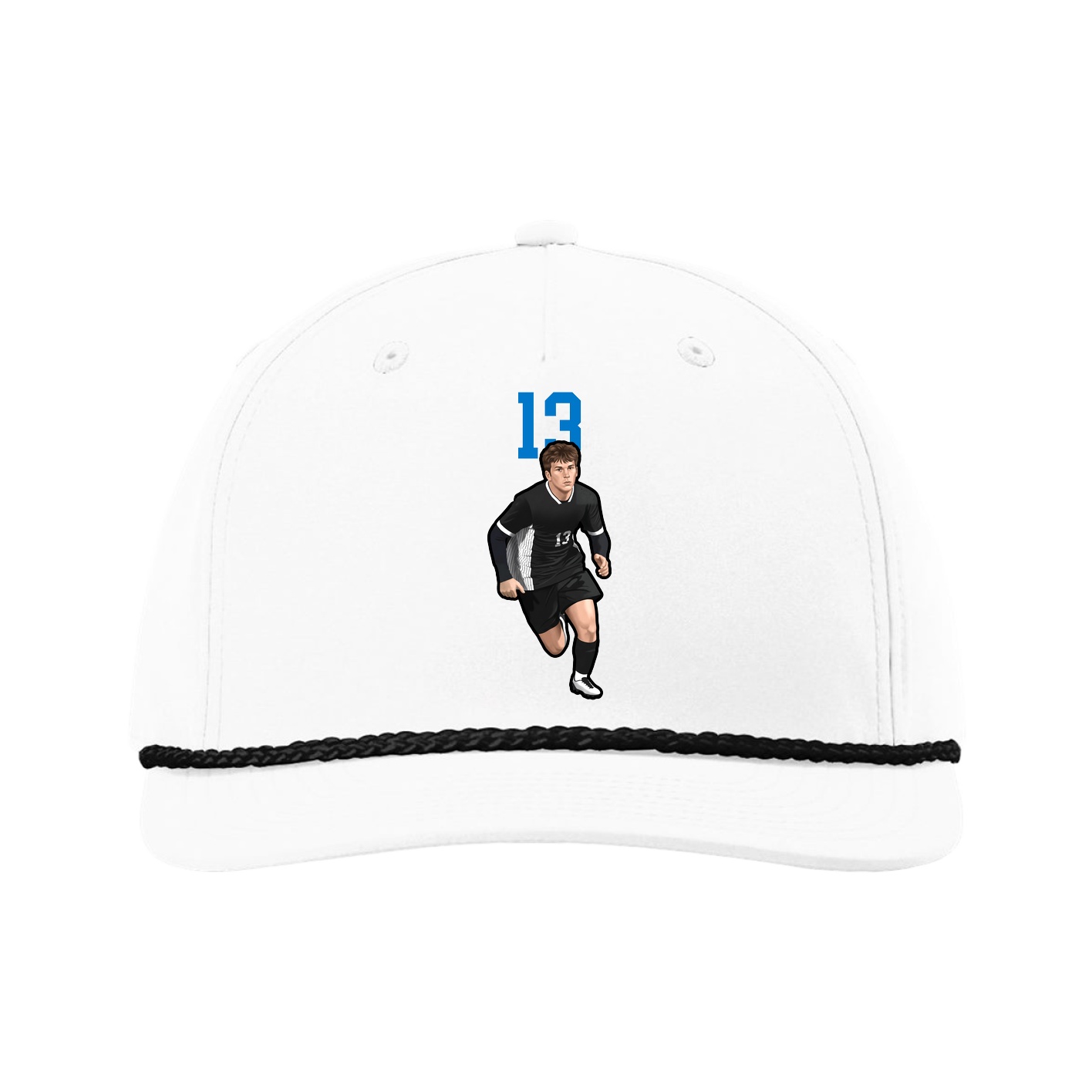 Five-Panel Classic Rope Cap — Number Top in White
