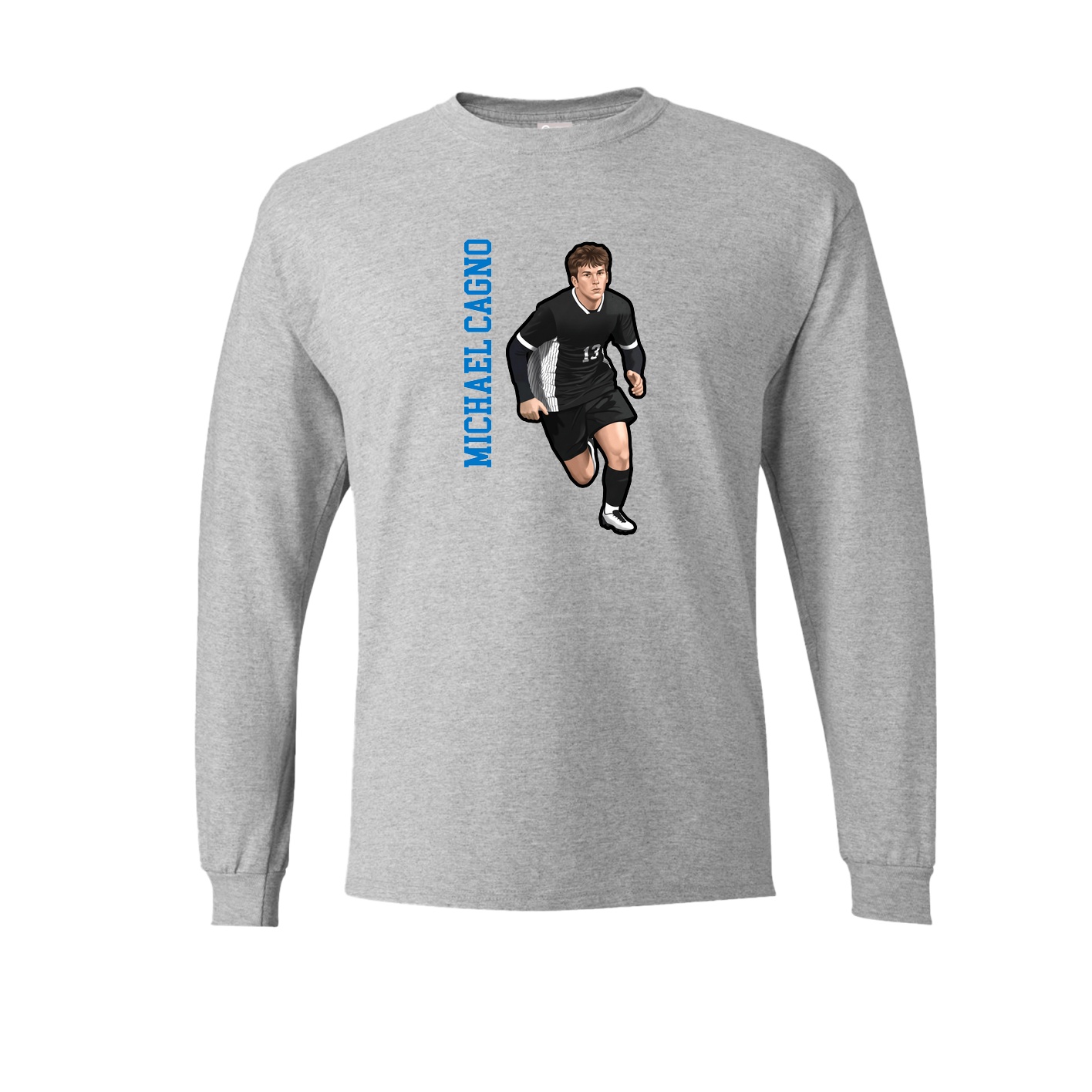 Long Sleeve Tee — Name Vertical in Grey