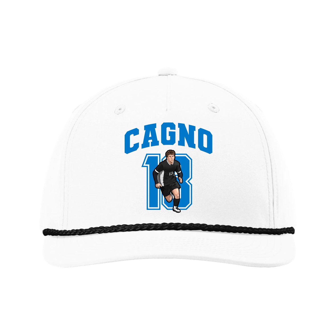 Five-Panel Classic Rope Cap — Number in White