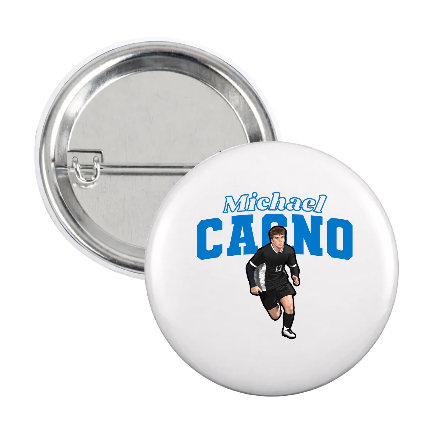 Game Day Button — Name Arch in White