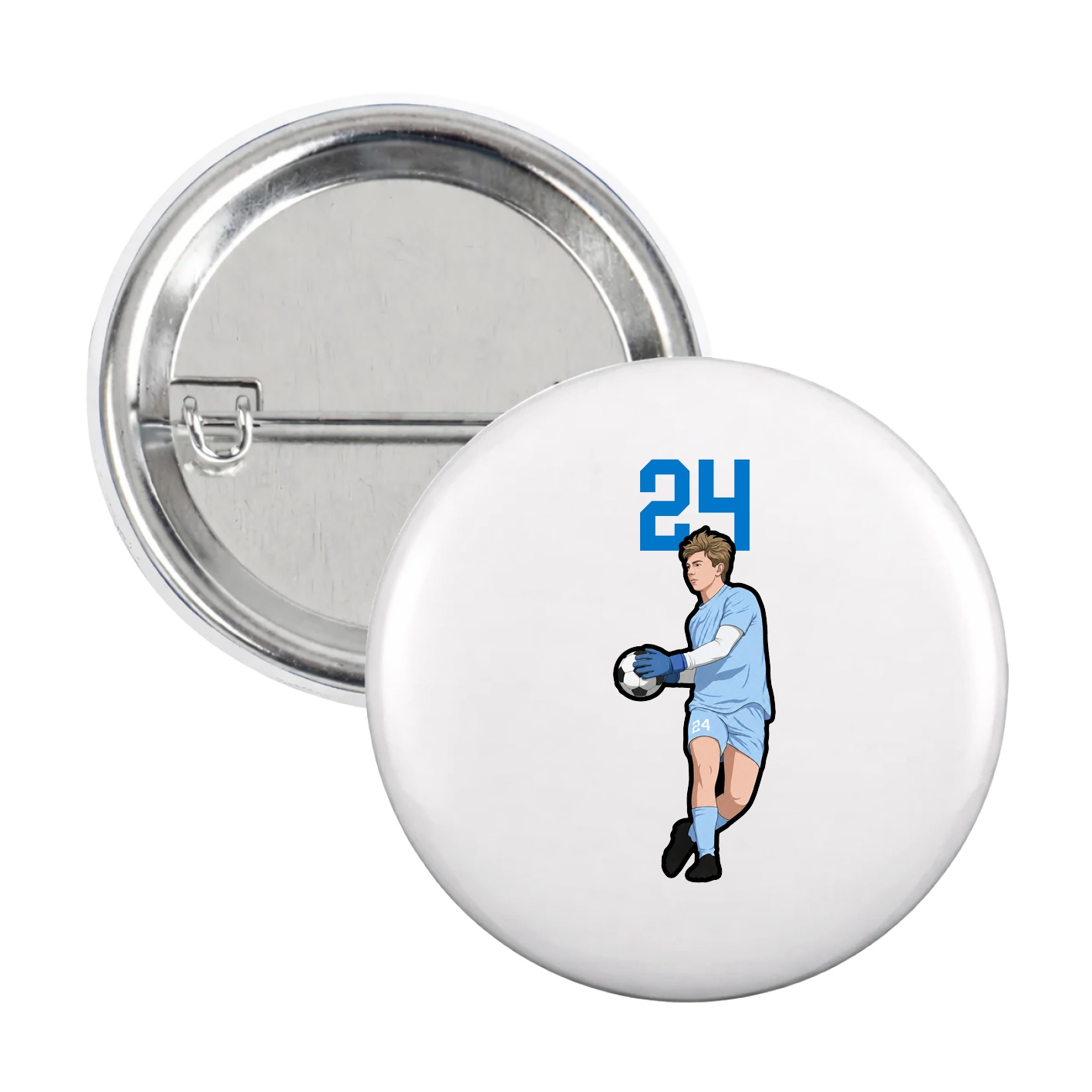 Game Day Button — Number Top in White