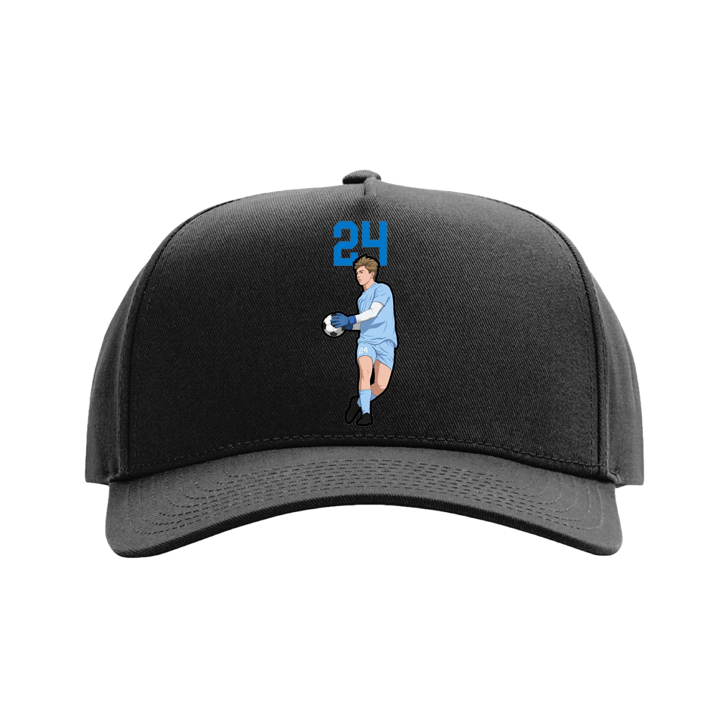 Full Fabric Five-Panel Champ Cap — Number Top in Black