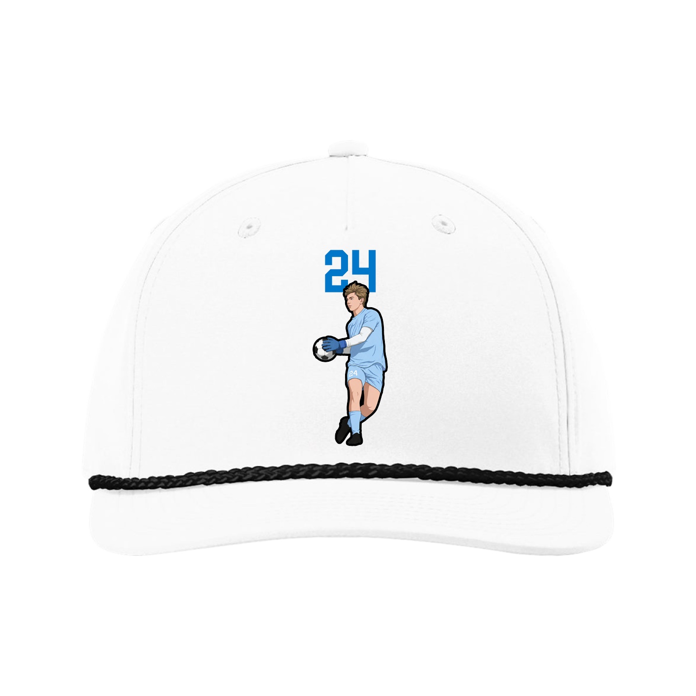 Five-Panel Classic Rope Cap — Number Top in White